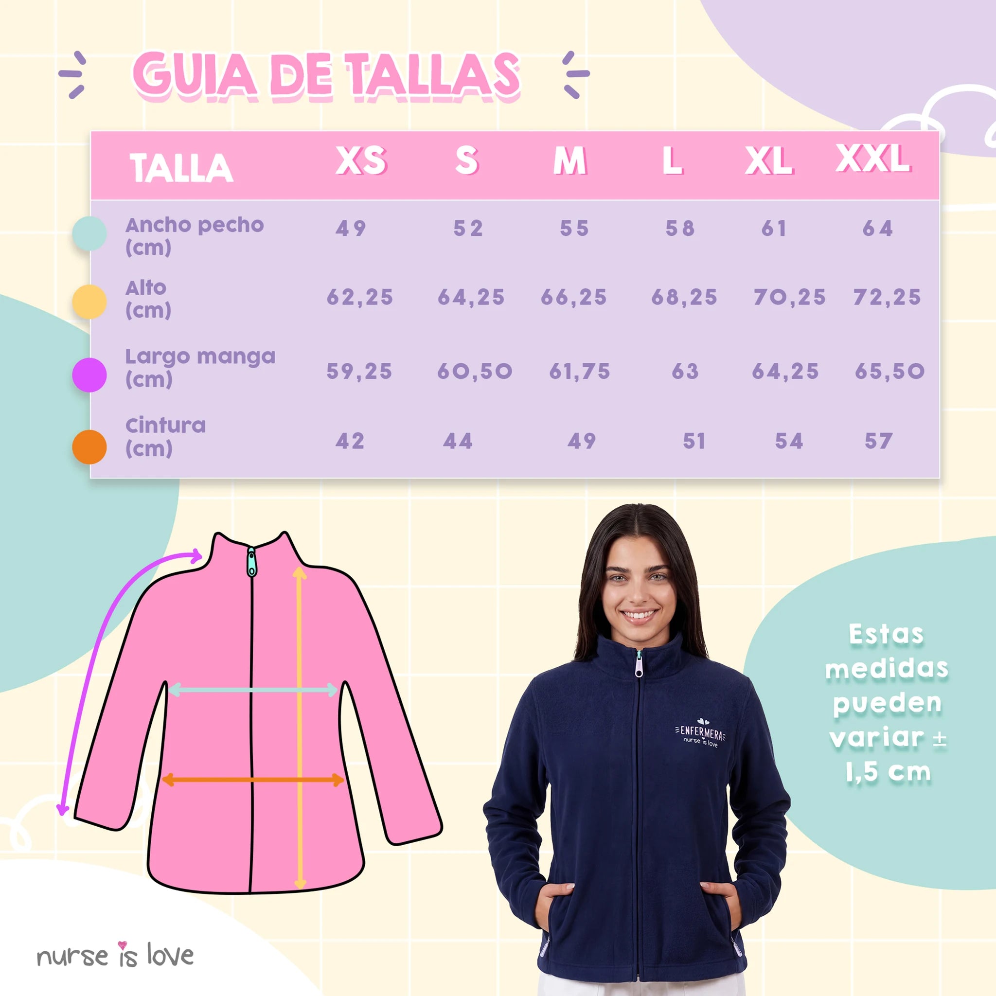 Chaqueta Polar Navy Instrumentos para Enfermeras de Nurse is Love para enfermería y sanidad