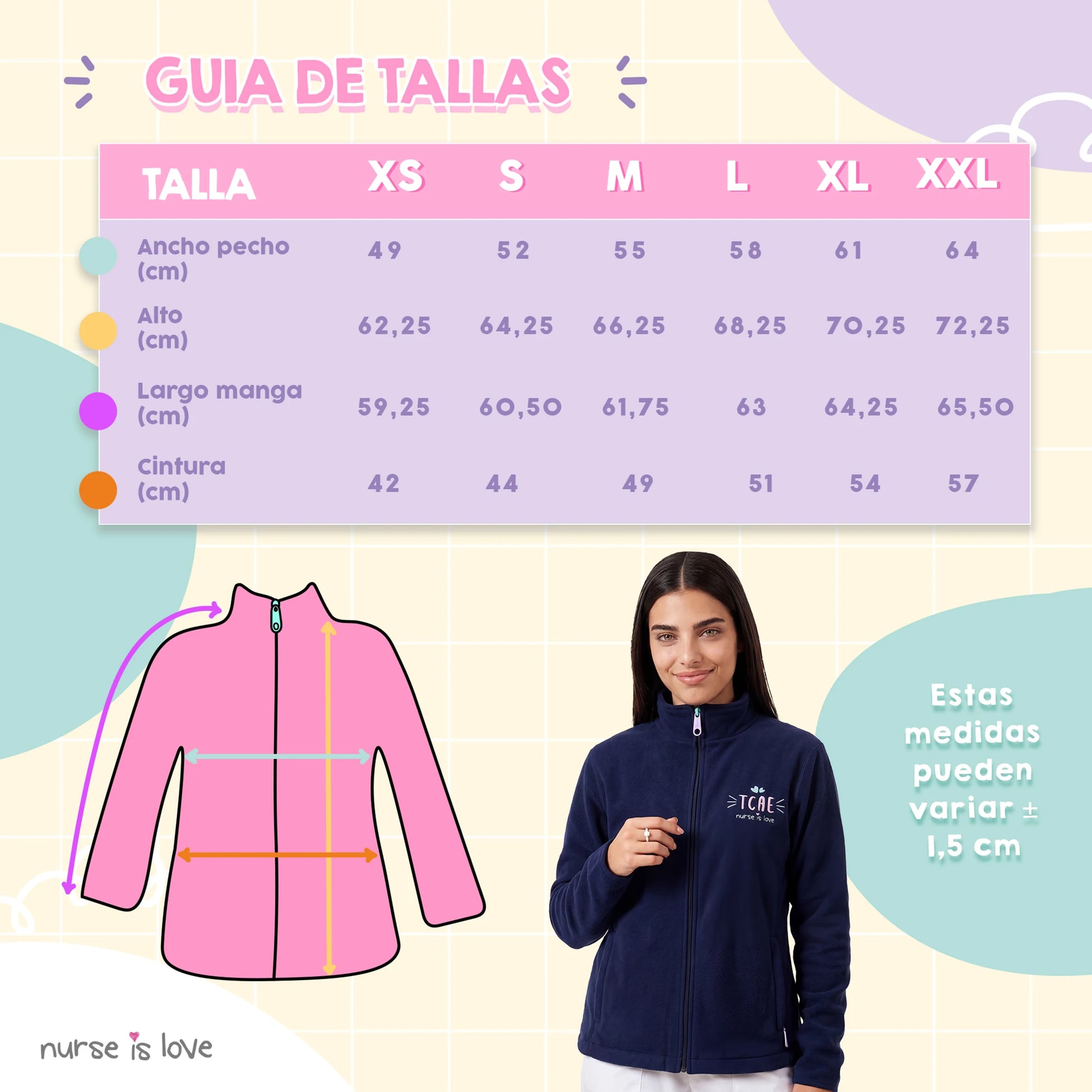 Chaqueta Polar Navy Instrumentos para TCAE de Nurse is Love para enfermería y sanidad