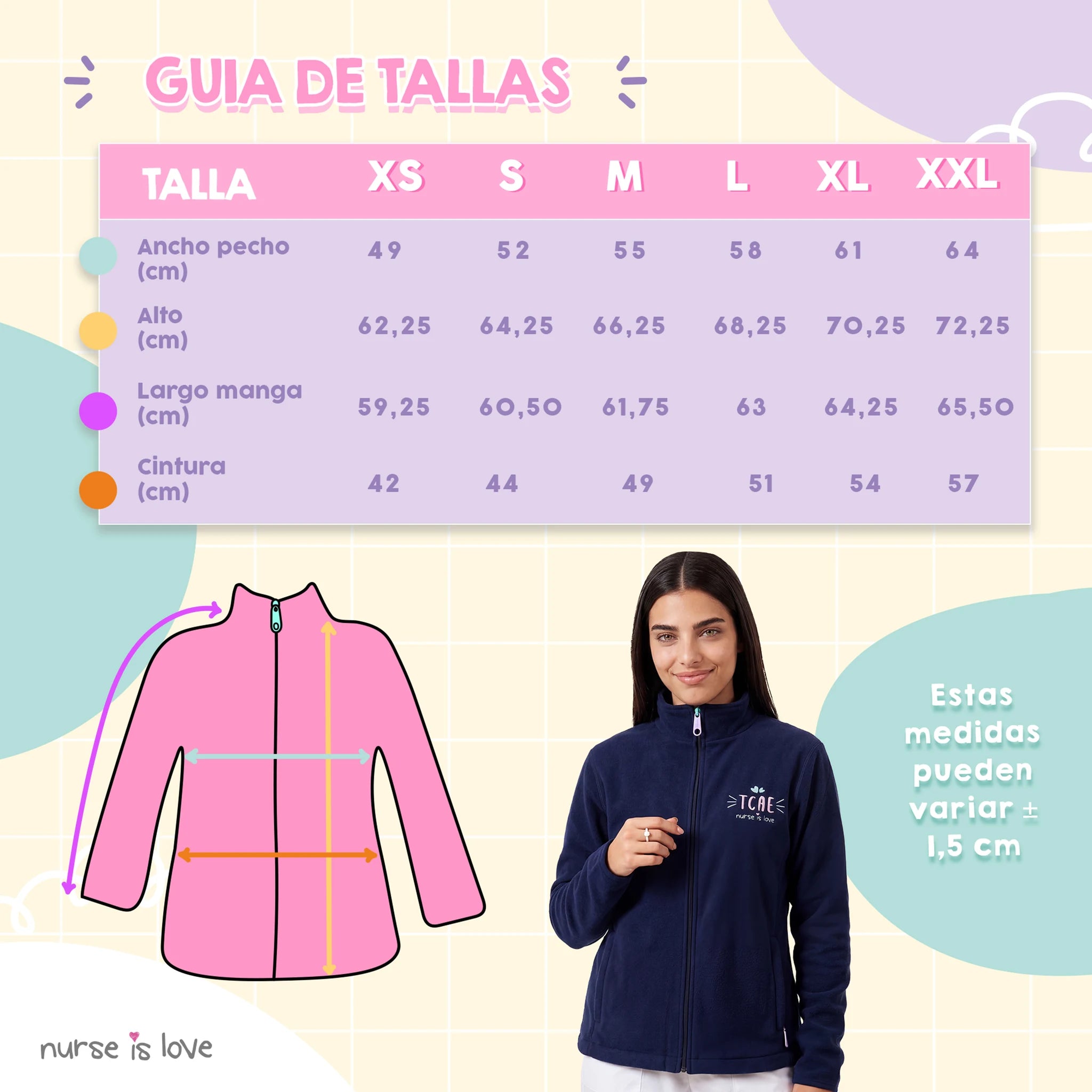 Chaqueta Polar Navy Instrumentos para TCAE de Nurse is Love para enfermería y sanidad