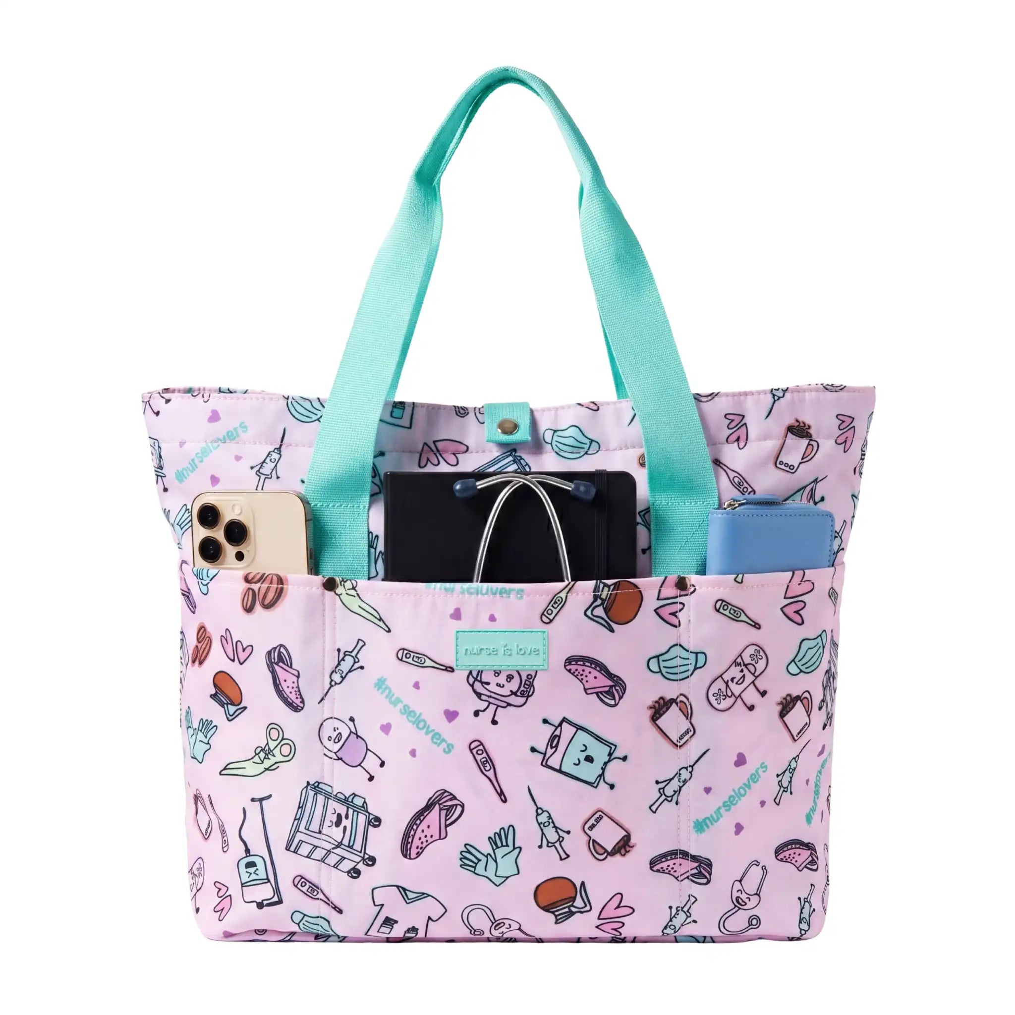 Bolso Morado Café de Nurse is Love para enfermería y sanidad