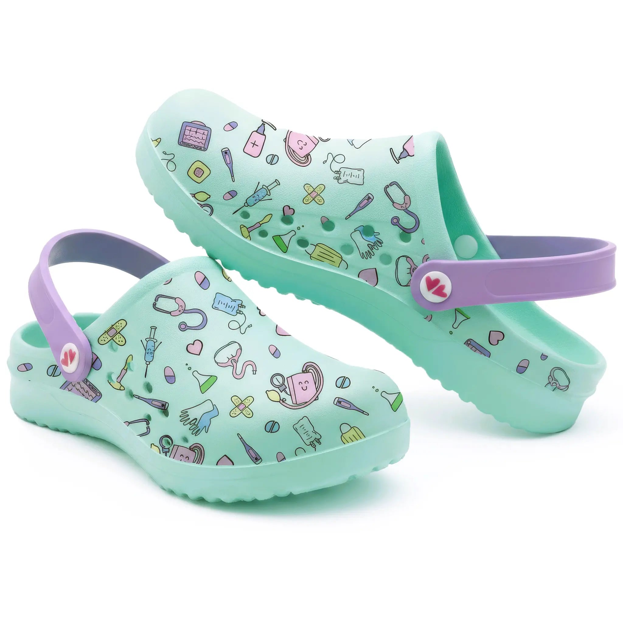 Zuecos para Enfermeras Aqua Instrumentos de Nurse is Love para enfermería y sanidad