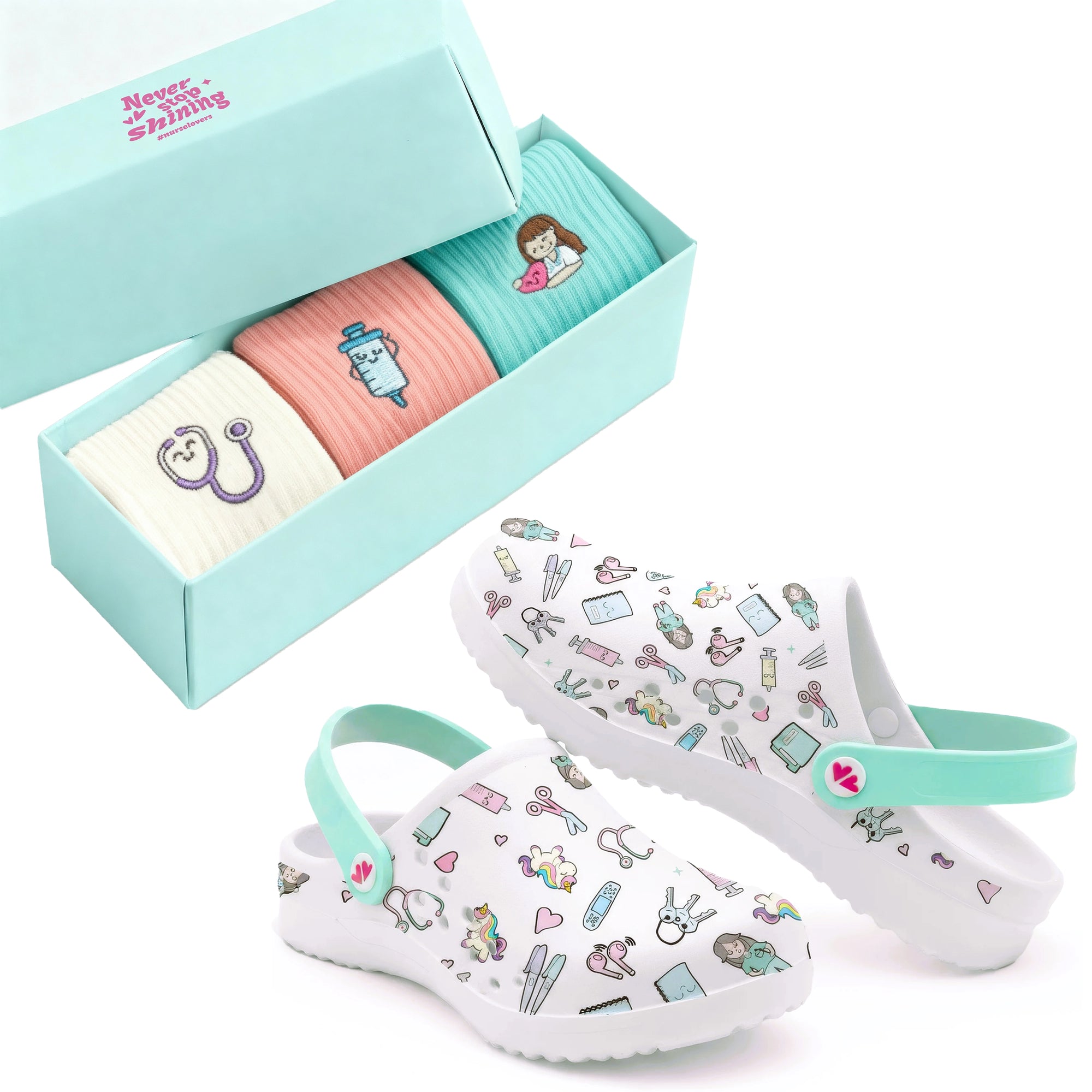 Set de Zuecos y Calcetines para Enfermeras