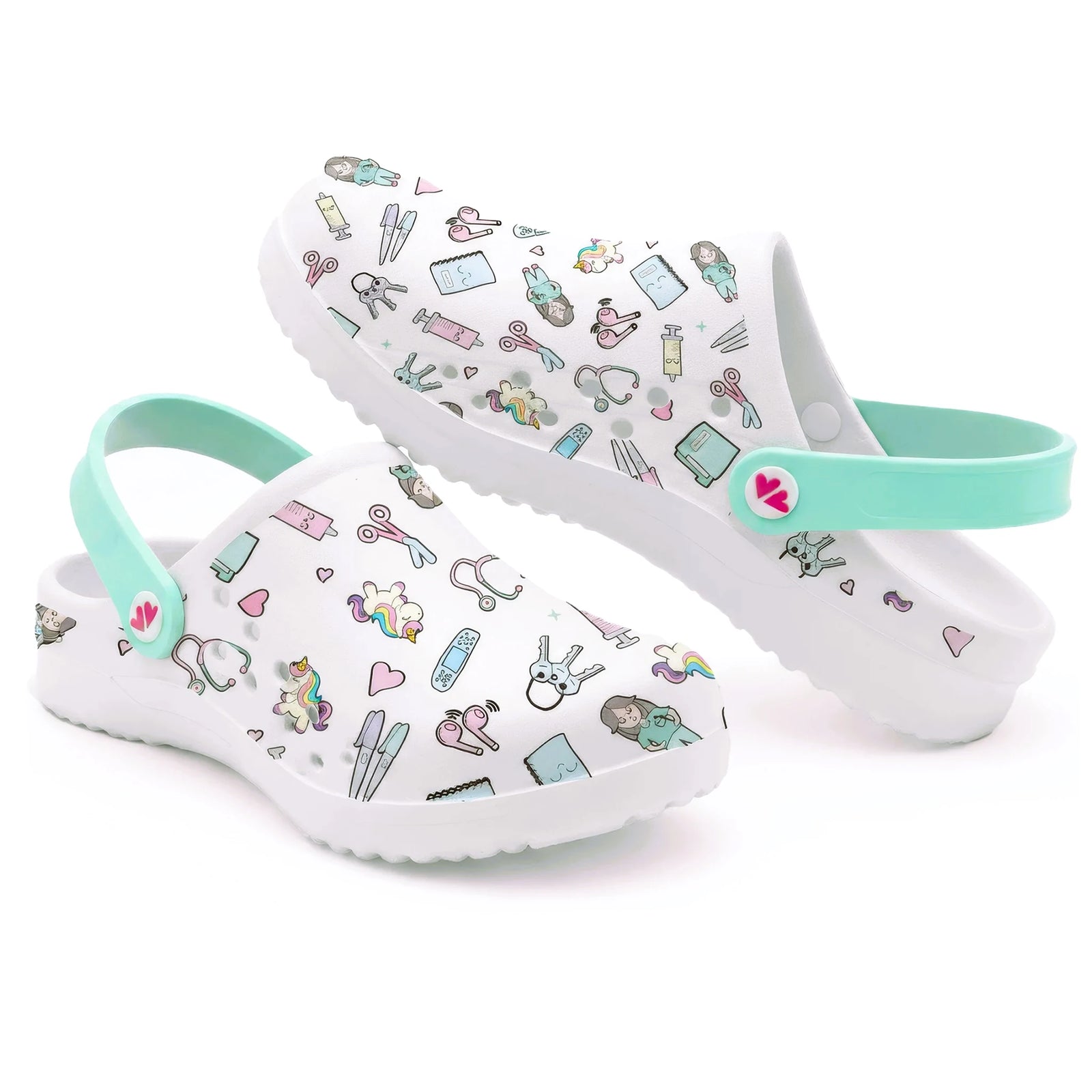 White Aqua Nurse Clogs