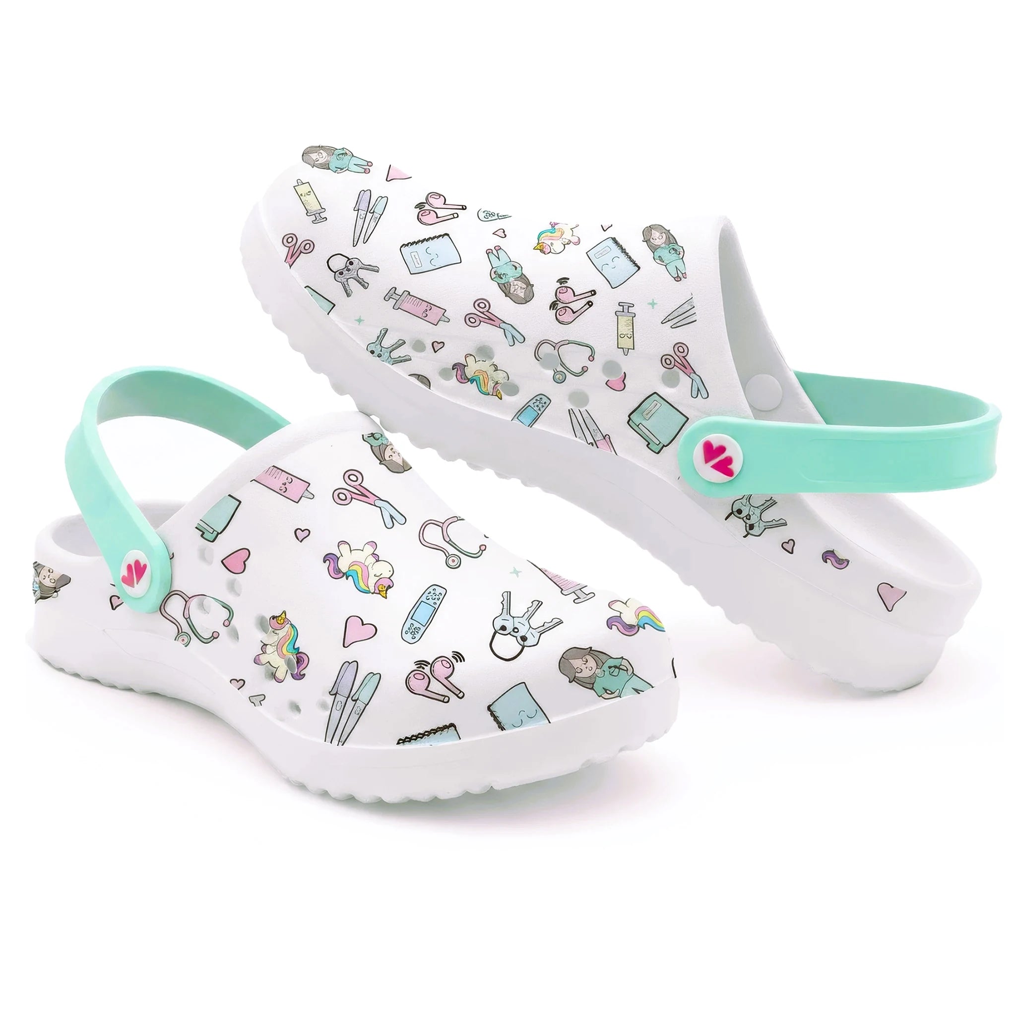 Zuecos para Enfermeras Blanco Aqua de Nurse is Love para enfermería y sanidad