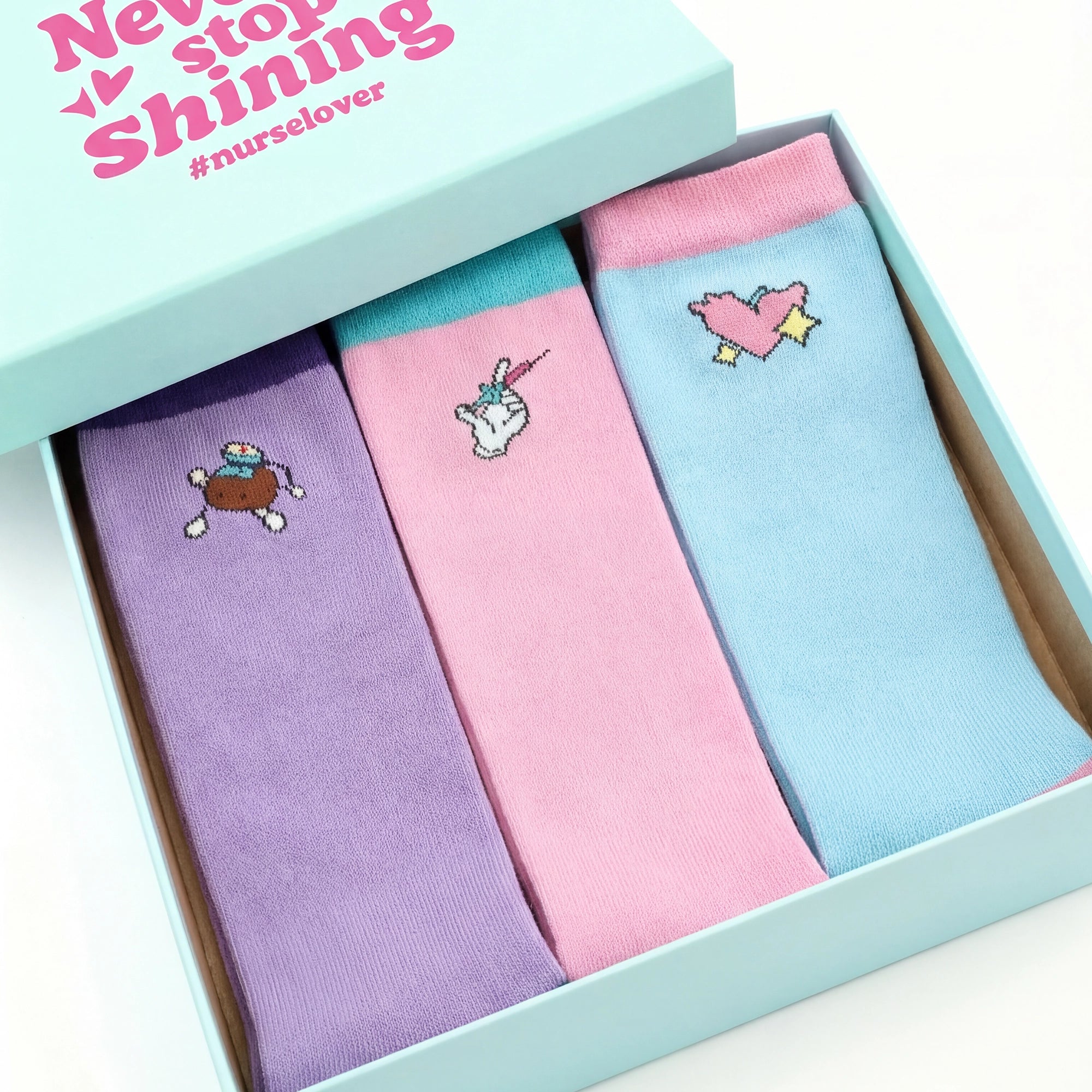 Set Medias de Compresión Diseño con Dibujos (3 uds.) de Nurse is Love para enfermería y sanidad