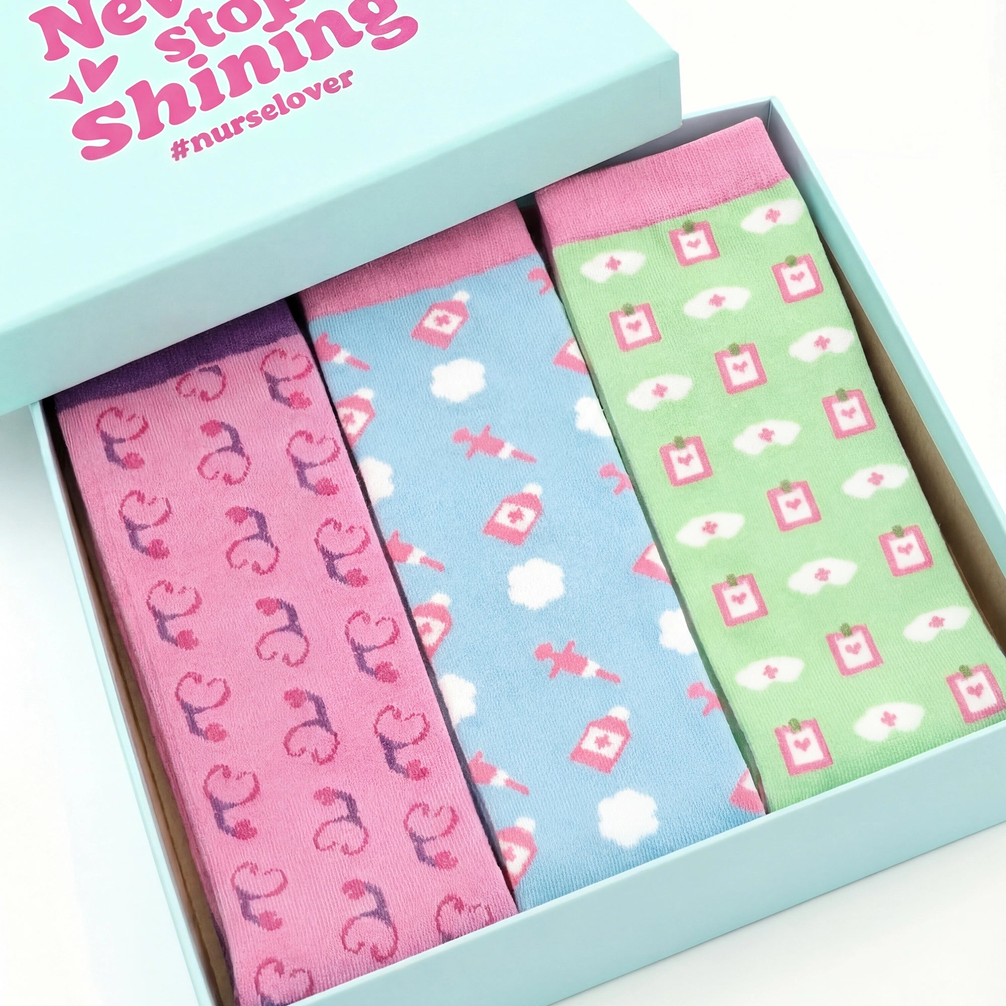 Set Medias de Compresión para Enfermeras Patrones 2 (set de 3 uds.) de Nurse is Love para enfermería y sanidad