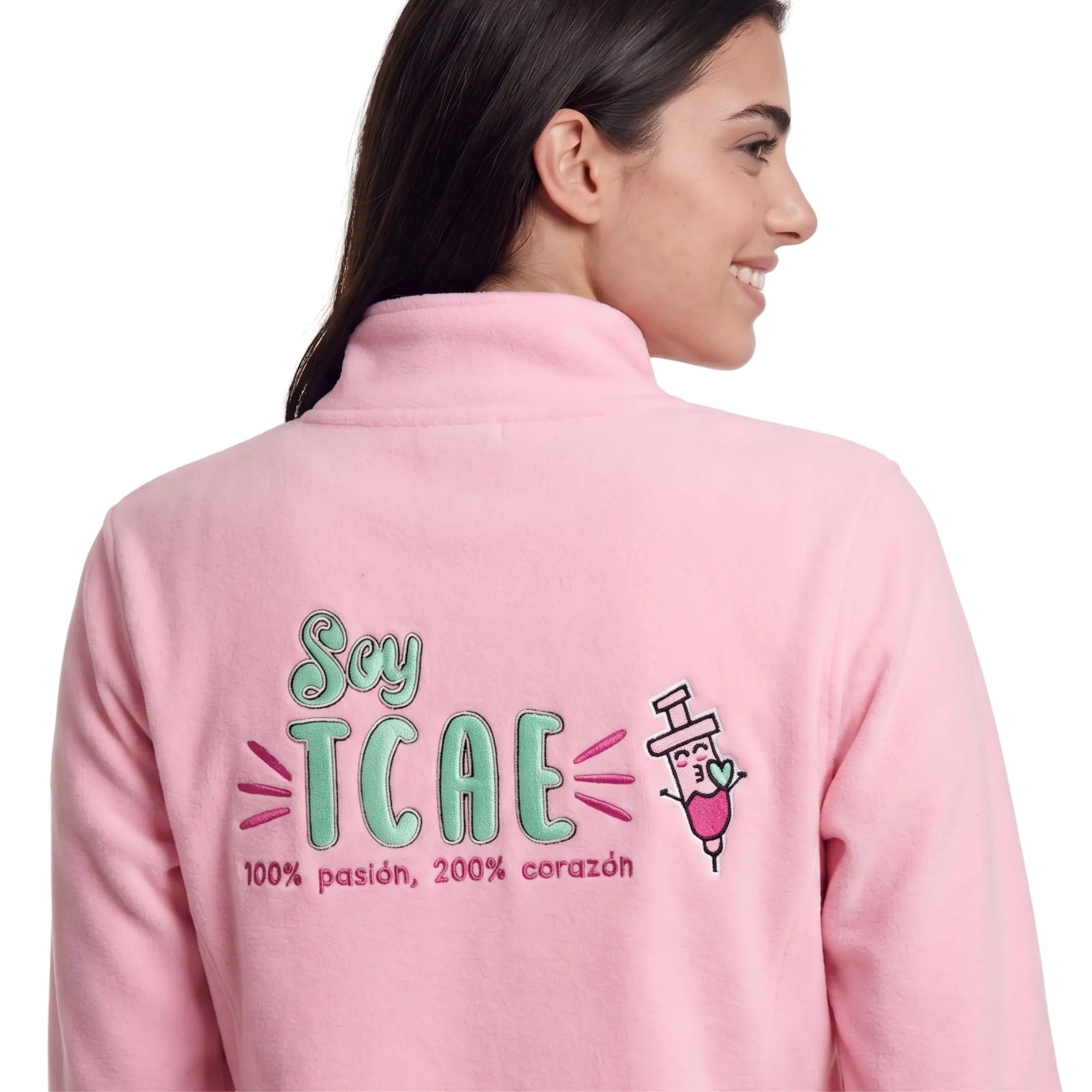 Chaqueta Polar Rosa TCAE de Nurse is Love para enfermería y sanidad