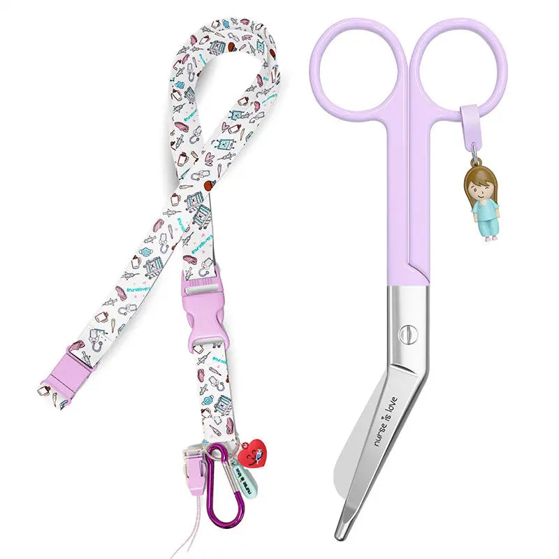 Set para Enfermera Lanyard - Tijeras Enfermeria Pico de Pato - Café de Nurse is Love para enfermería y sanidad