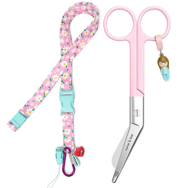 Set para Enfermera Lanyard - Tijeras Enfermeria Pico de Pato - Margaritas de Nurse is Love para enfermería y sanidad