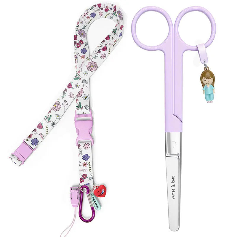 Set para Enfermera Lanyard - Tijeras Enfermeria Mayo - Flores de Nurse is Love para enfermería y sanidad