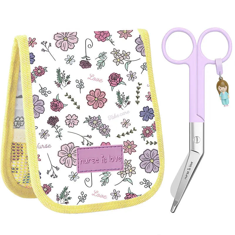 Set para Enfermera Organizador de Bolsillo - Tijeras Enfermeria Pico de Pato - Flores de Nurse is Love para enfermería y sanidad