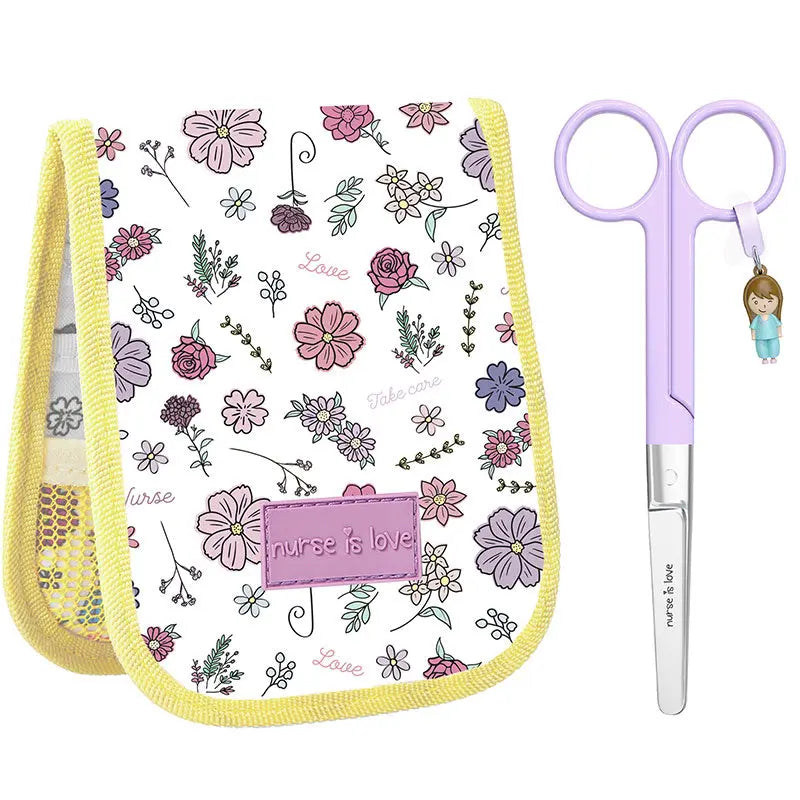 Set para Enfermera Organizador de Bolsillo - Tijeras Enfermeria Mayo - Flores de Nurse is Love para enfermería y sanidad