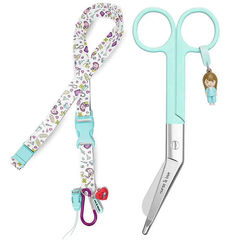 Set para Enfermera Lanyard - Tijeras Enfermeria Pico de Pato - Aqua de Nurse is Love para enfermería y sanidad