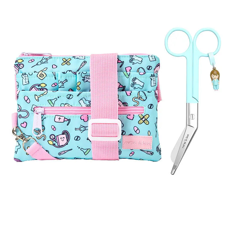 Set para Enfermera Organizador Riñonera - Tijeras Enfermeria Pico de Pato - Aqua de Nurse is Love para enfermería y sanidad