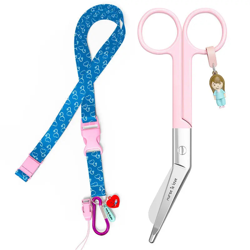 Set para Enfermera Lanyard - Tijeras Enfermeria Pico de Pato - Estetoscopio de Nurse is Love para enfermería y sanidad