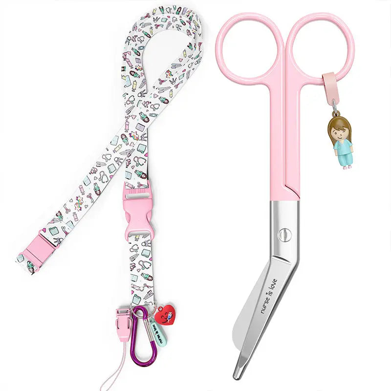 Set para Enfermera Lanyard - Tijeras Enfermeria Pico de Pato - Unicornios de Nurse is Love para enfermería y sanidad