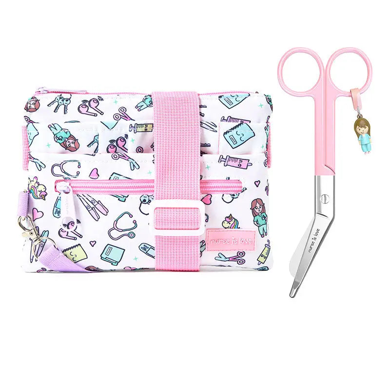 Set para Enfermera Organizador Riñonera - Tijeras Enfermeria Pico de Pato - Unicornios de Nurse is Love para enfermería y sanidad