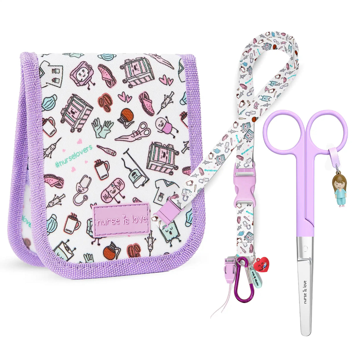 Set para Enfermera Organizador de Bolsillo - Lanyard con Tijeras Enfermeria Mayo - Café de Nurse is Love para enfermería y sanidad