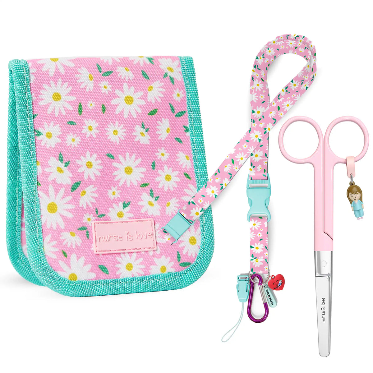 Set para Enfermera Organizador de Bolsillo - Lanyard con Tijeras Enfermeria Mayo - Margaritas de Nurse is Love para enfermería y sanidad