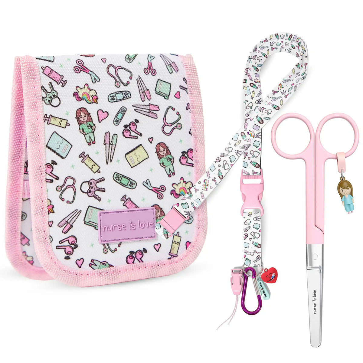 Set para Enfermera Organizador de Bolsillo Lanyard con Tijeras Enfermeria Mayo - Unicornios de Nurse is Love para enfermería y sanidad