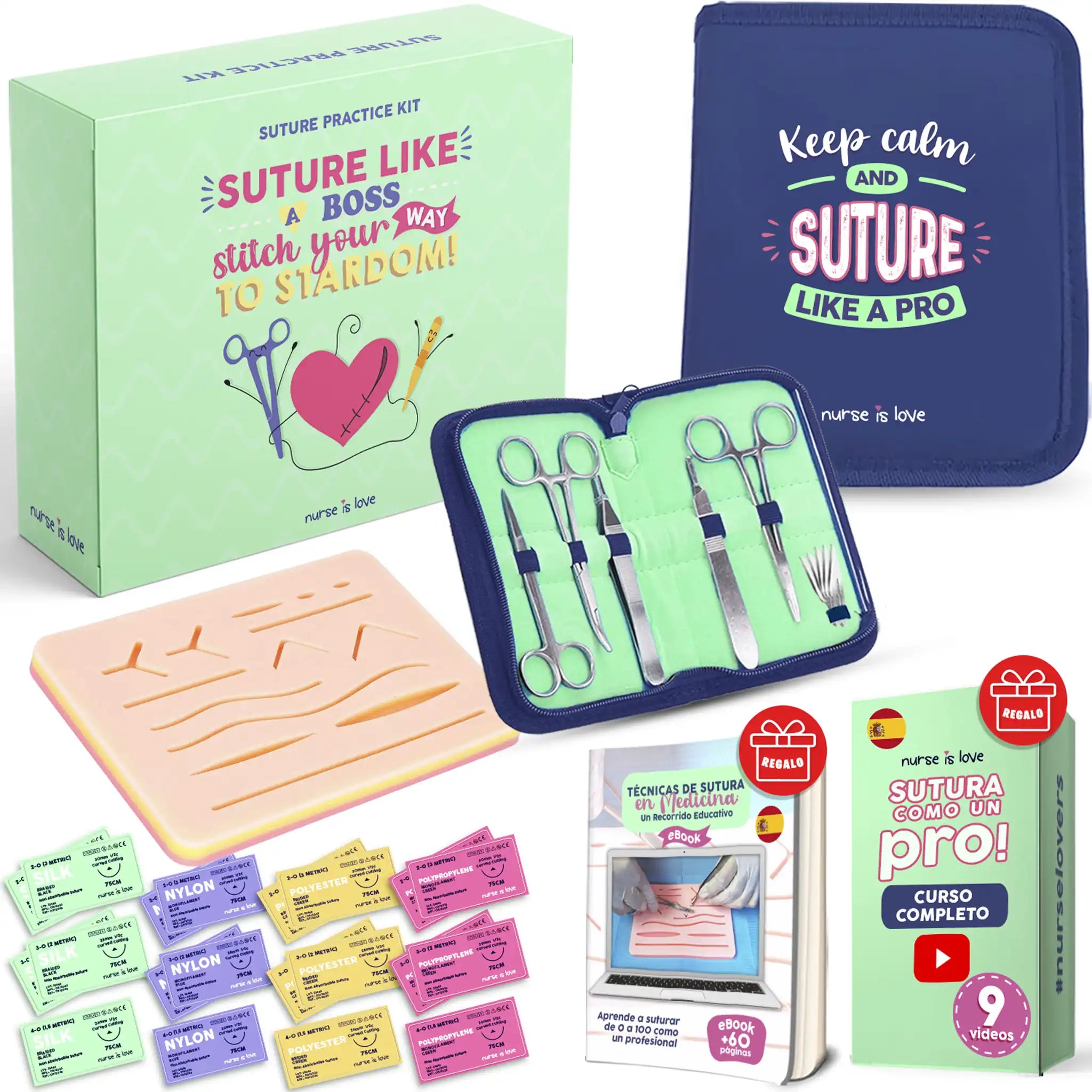 Kit de Sutura de prácticas de Nurse is Love para enfermería y sanidad