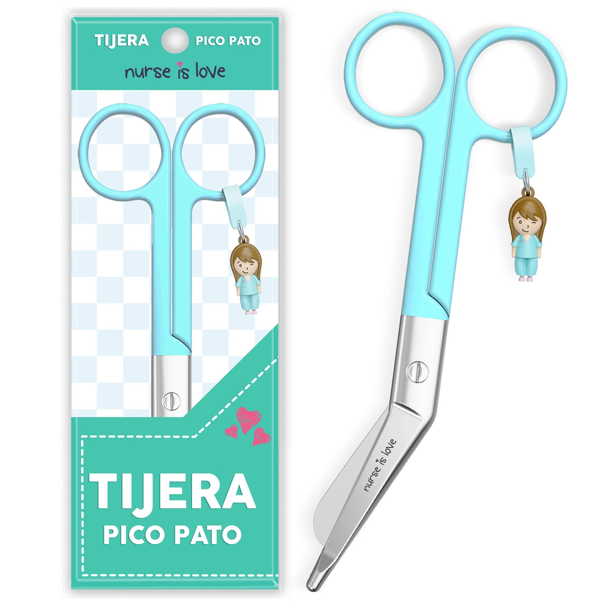 Tijeras Enfermería Pico de Pato Aqua de Nurse is Love para enfermería y sanidad