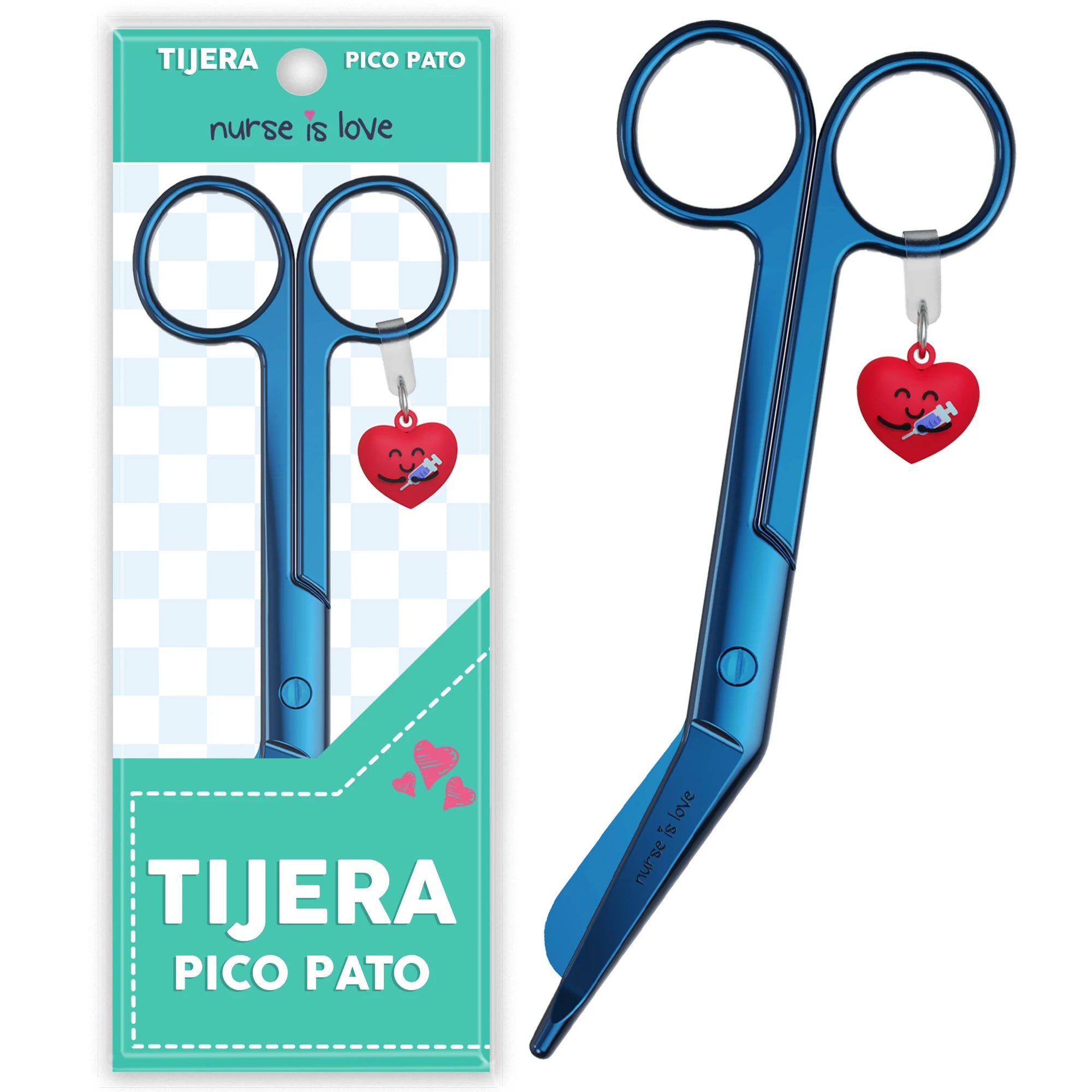Tijeras Enfermería Pico de Pato Cromium Azul de Nurse is Love para enfermería y sanidad