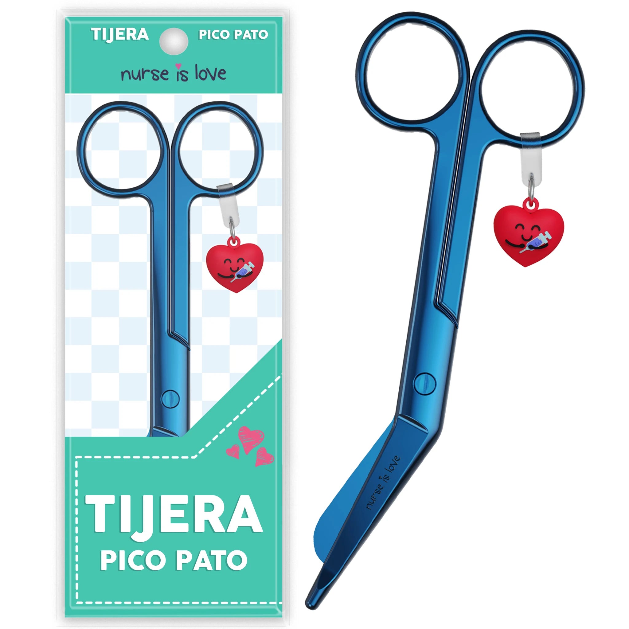 Tijeras Enfermería Pico de Pato Cromium Azul de Nurse is Love para enfermería y sanidad