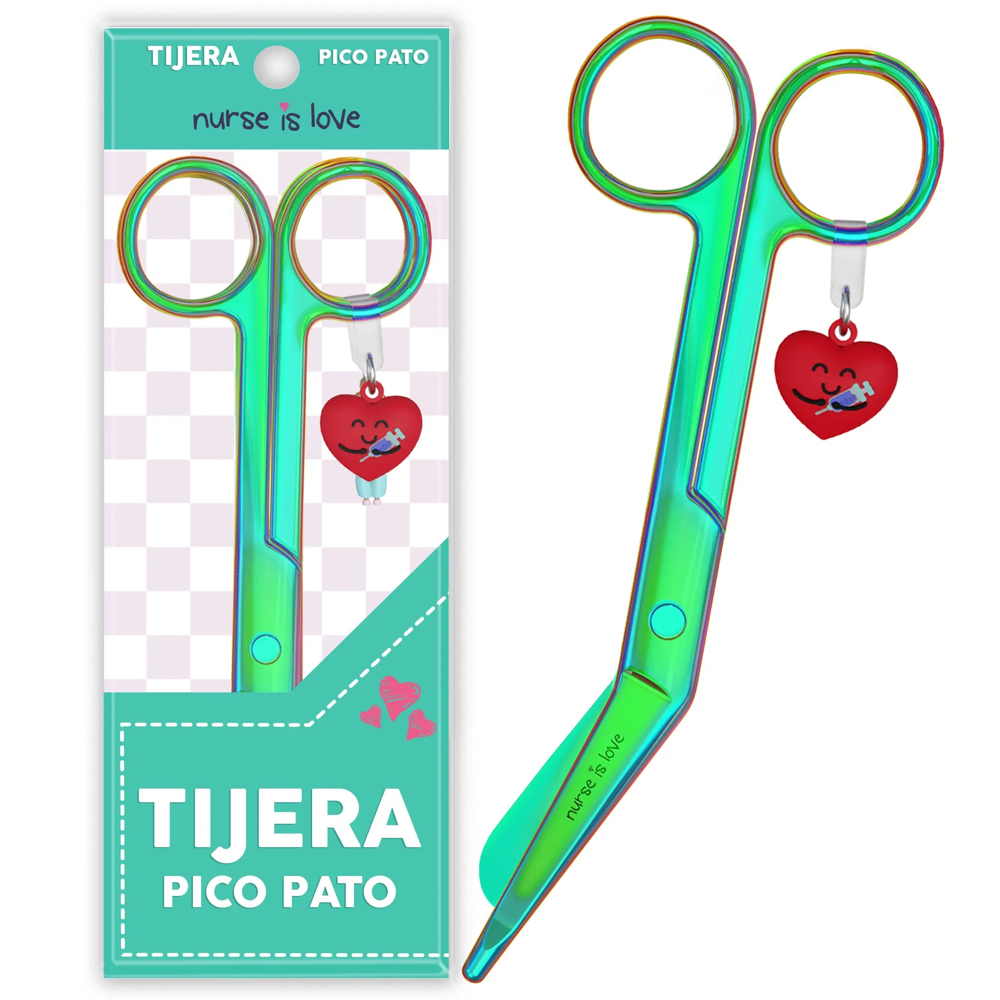 Tijeras Enfermería Pico de Pato Cromium verde de Nurse is Love para enfermería y sanidad