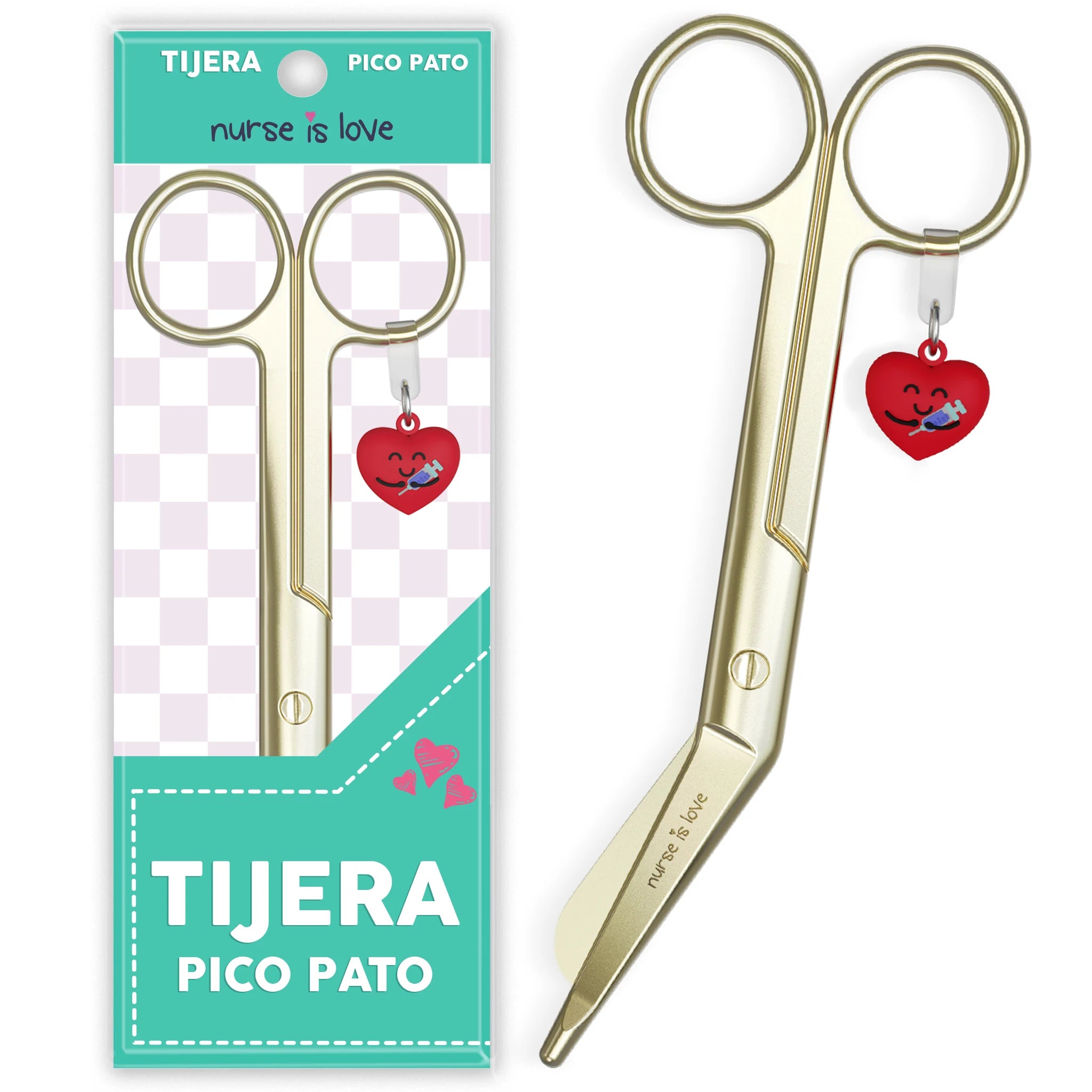Tijeras Enfermería Pico de Pato Gold de Nurse is Love para enfermería y sanidad