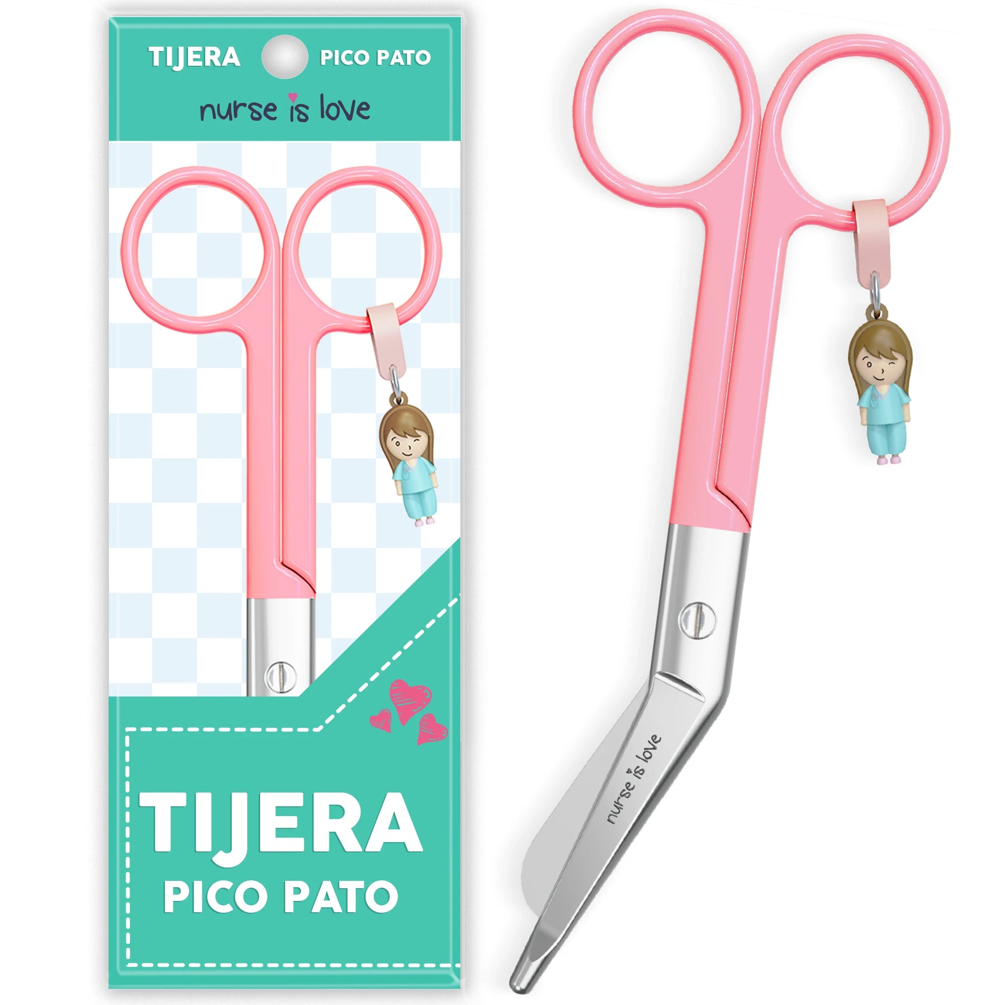 Tijeras Enfermería Pico de Pato Rosa de Nurse is Love para enfermería y sanidad