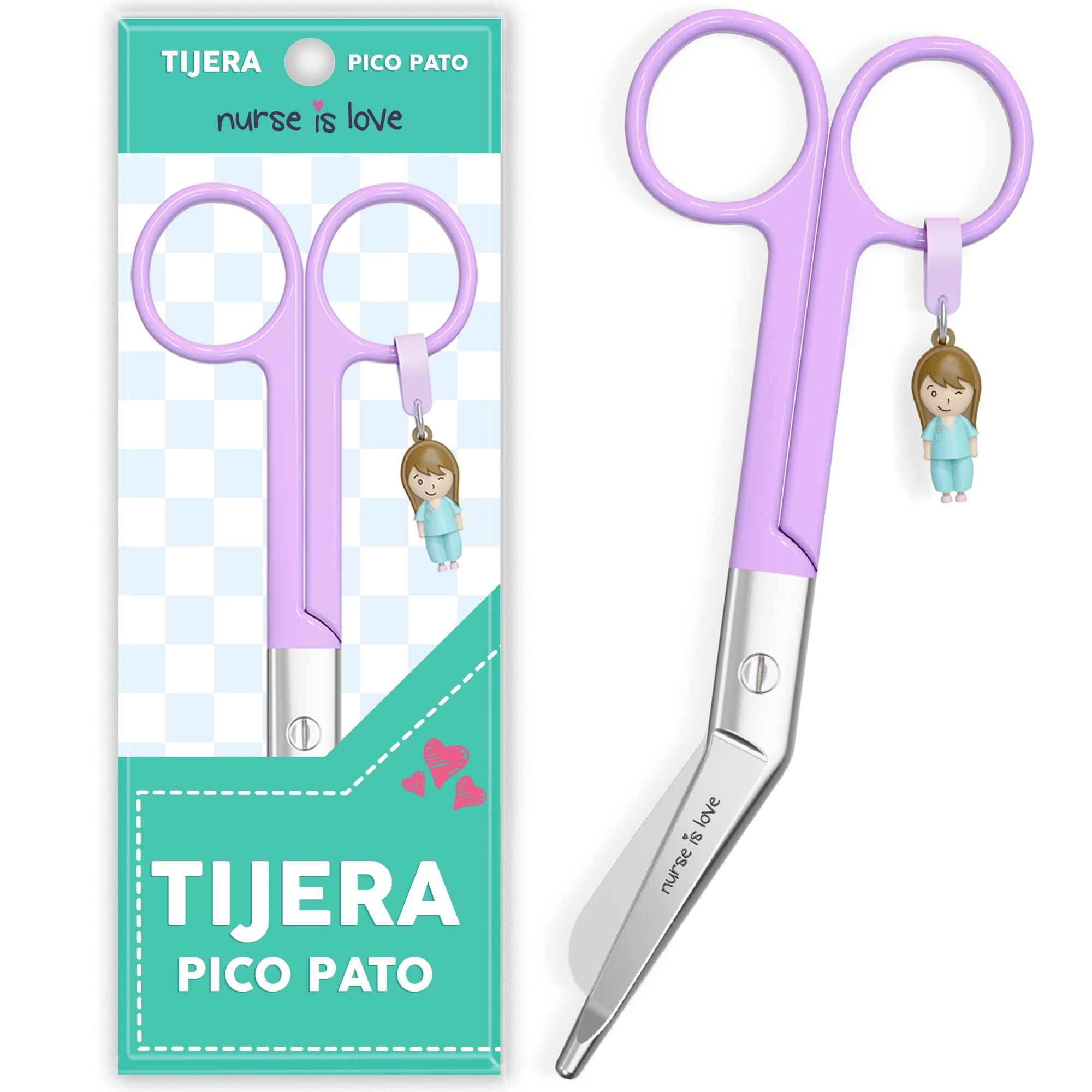 Tijeras Enfermería Pico de Pato Morada de Nurse is Love para enfermería y sanidad