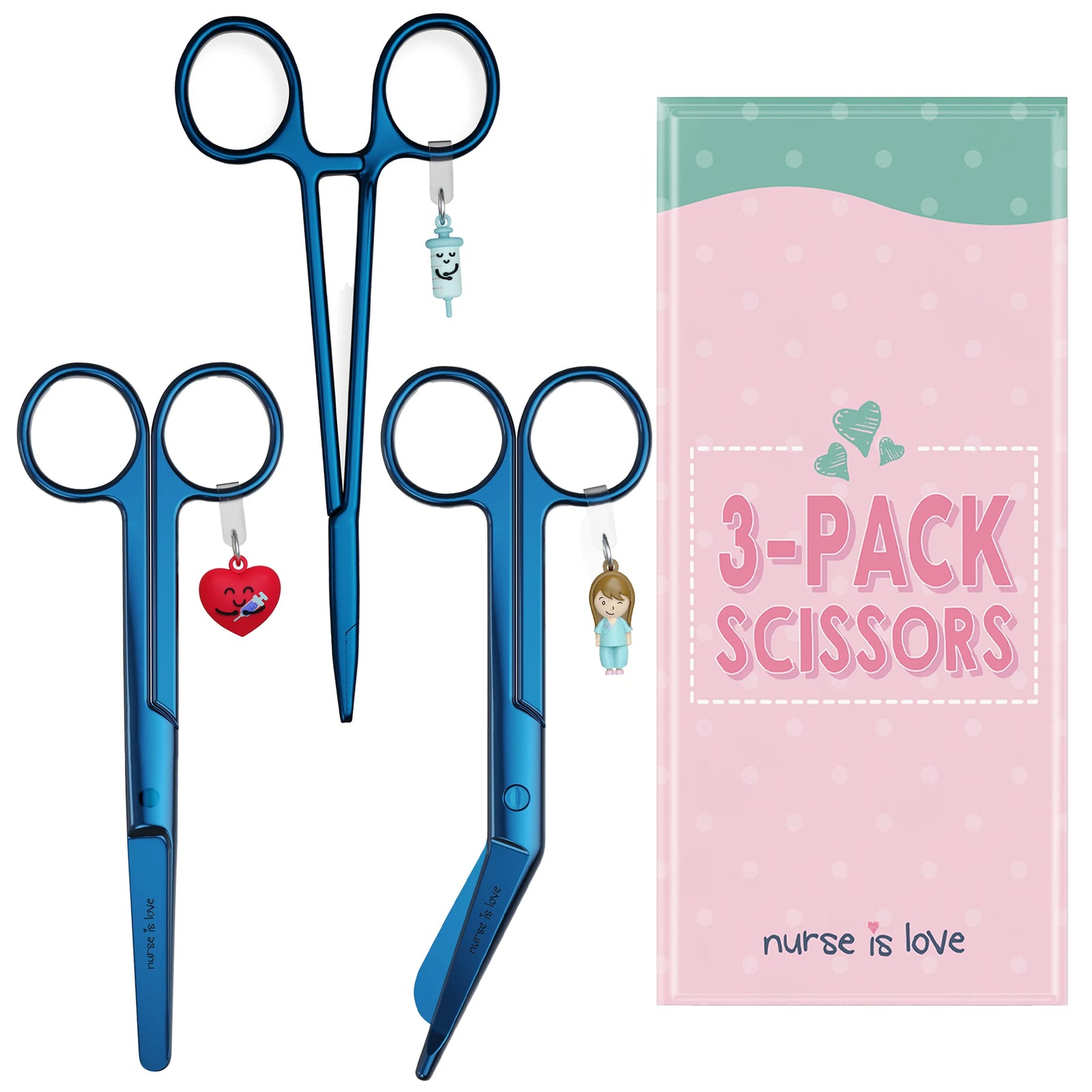 Set de Tijeras de Enfermería y Pinzas Kocher Cromium Azul