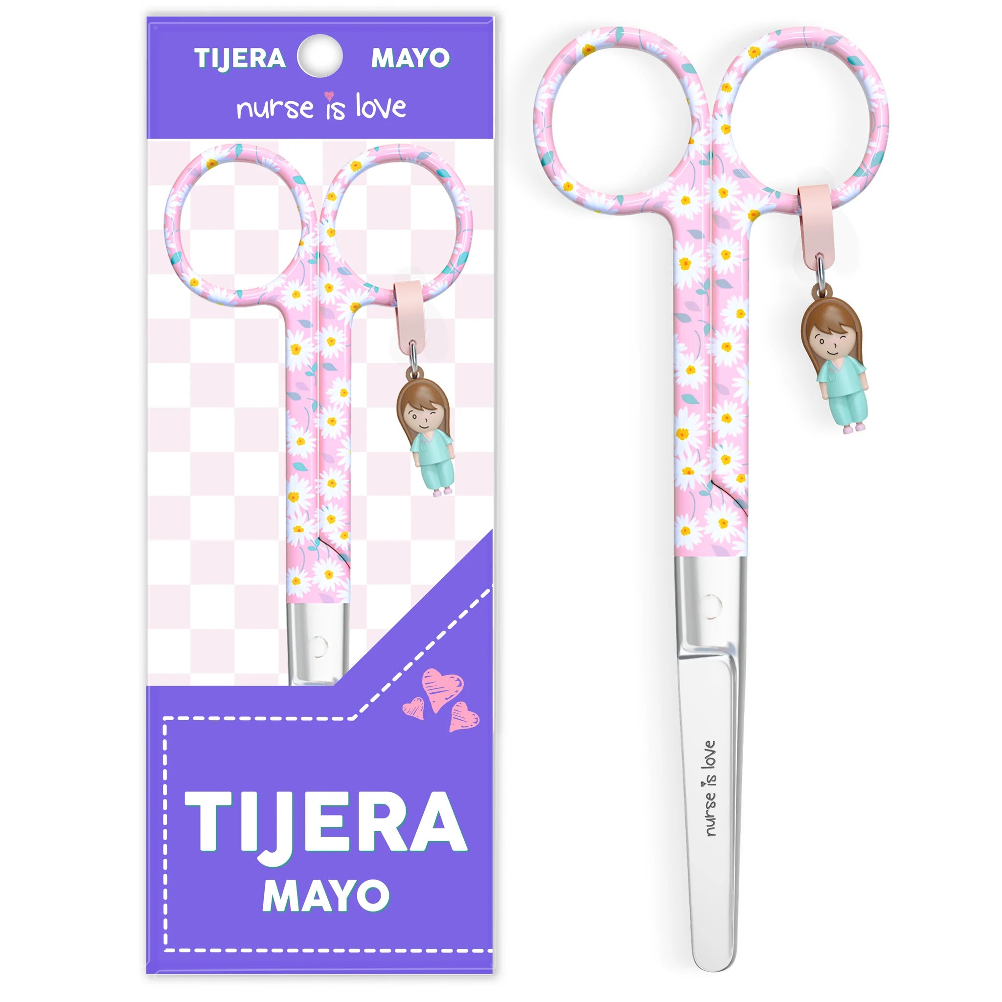 Tijeras Enfermería Mayo margaritas fondo rosa de Nurse is Love para enfermería y sanidad