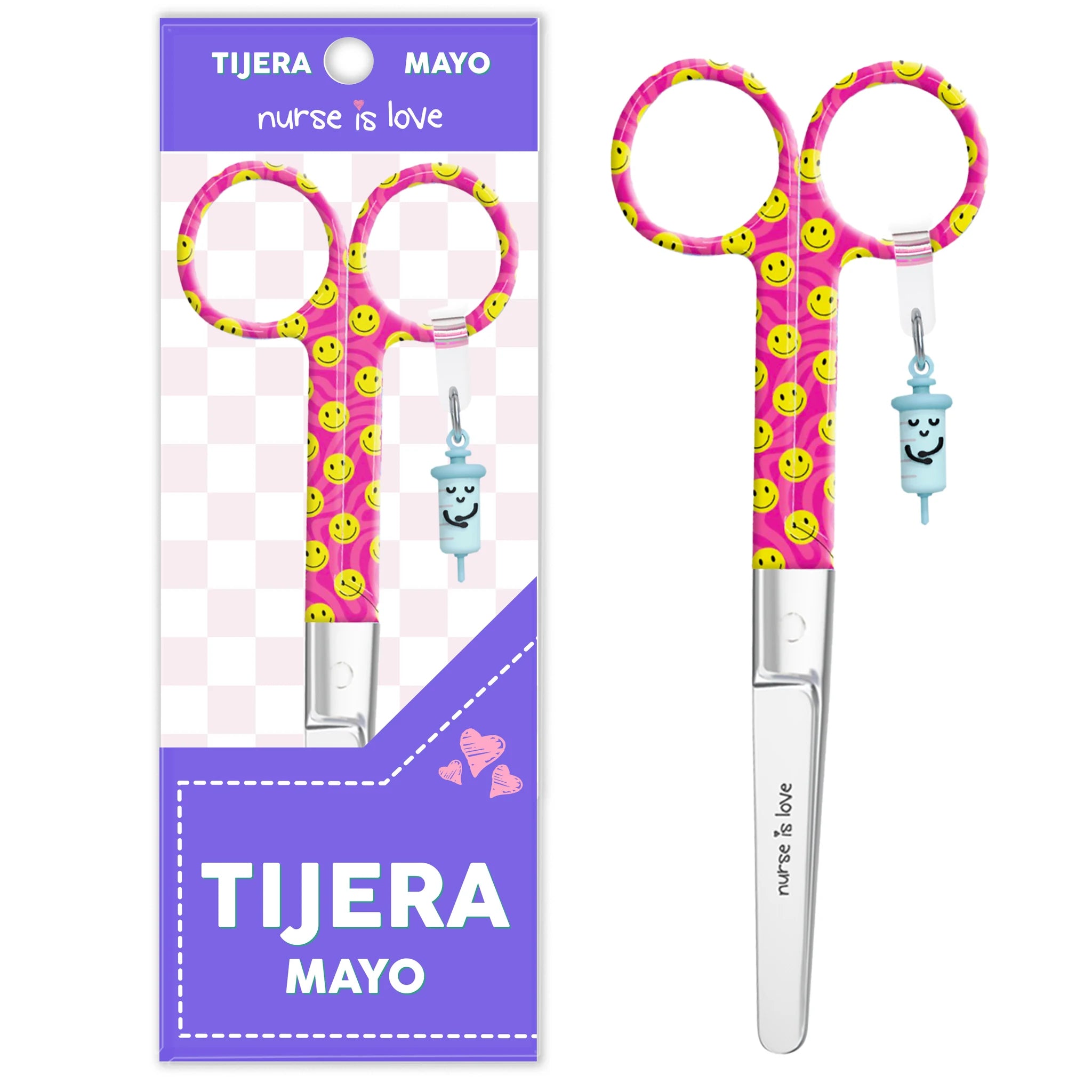 Tijeras Enfermería Mayo Cara Feliz Rosa de Nurse is Love para enfermería y sanidad
