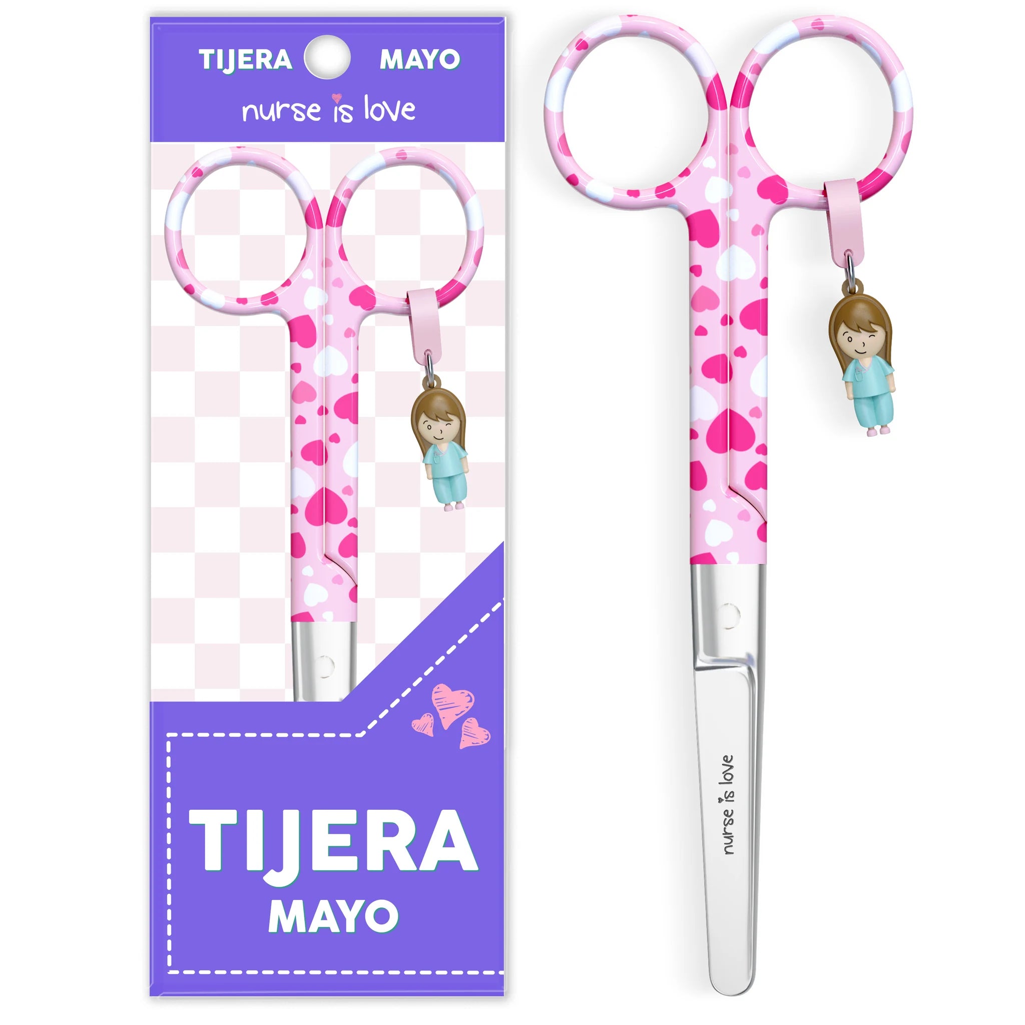 Tijeras Enfermería Mayo corazones fondo rosa de Nurse is Love para enfermería y sanidad