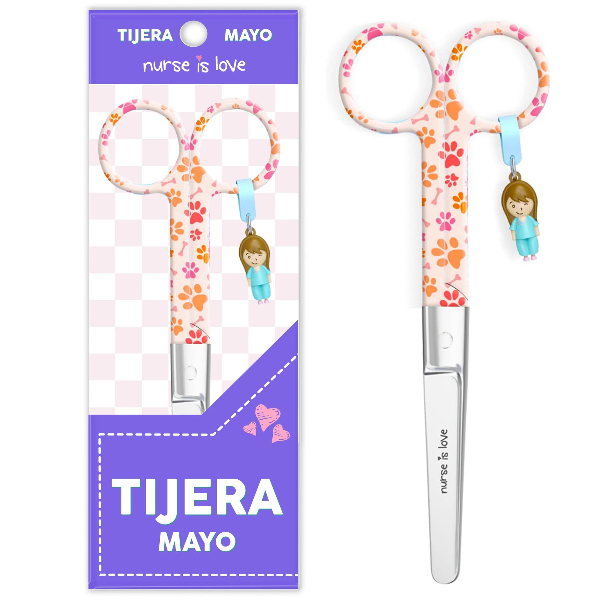 Tijeras Enfermería Mayo Huellas de Perro Anaranjado de Nurse is Love para enfermería y sanidad