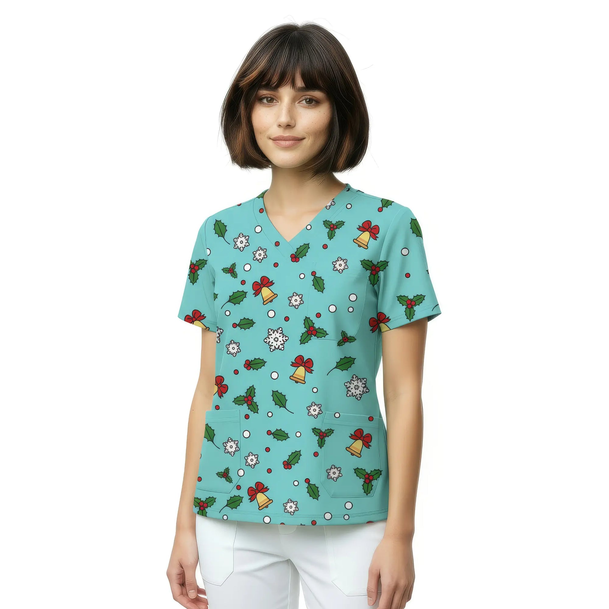 Casaca Aqua Navidad de Nurse is Love para enfermería y sanidad