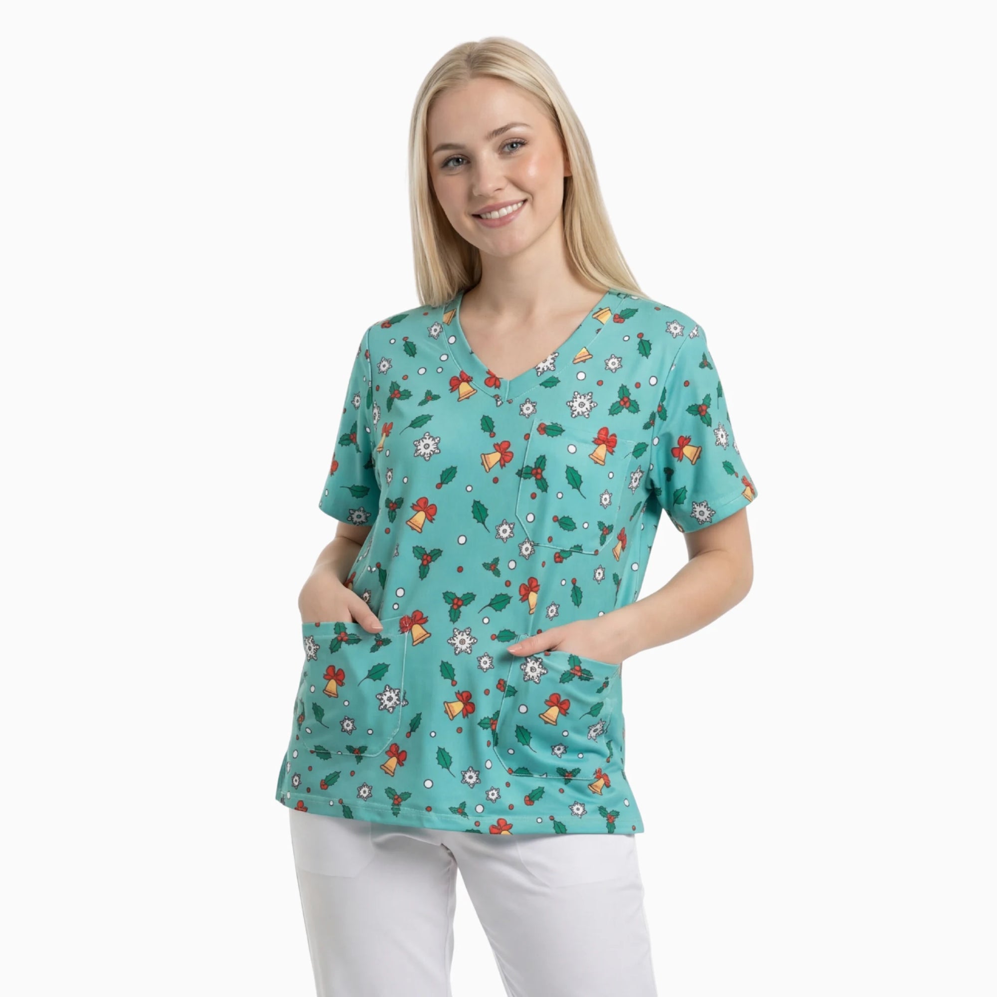 Casaca Aqua Navidad de Nurse is Love para enfermería y sanidad