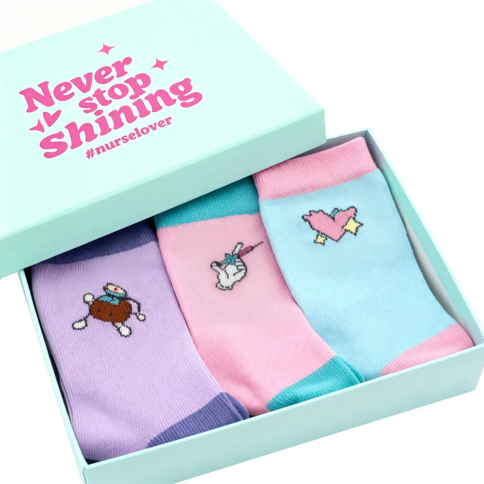 Calcetines Altos para Enfermeras con Dibujos (Set de 3)