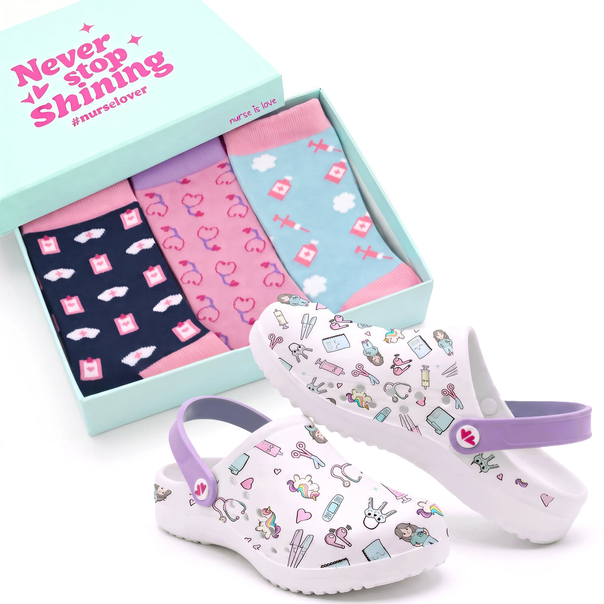 Set de Zuecos y Calcetines para Enfermeras