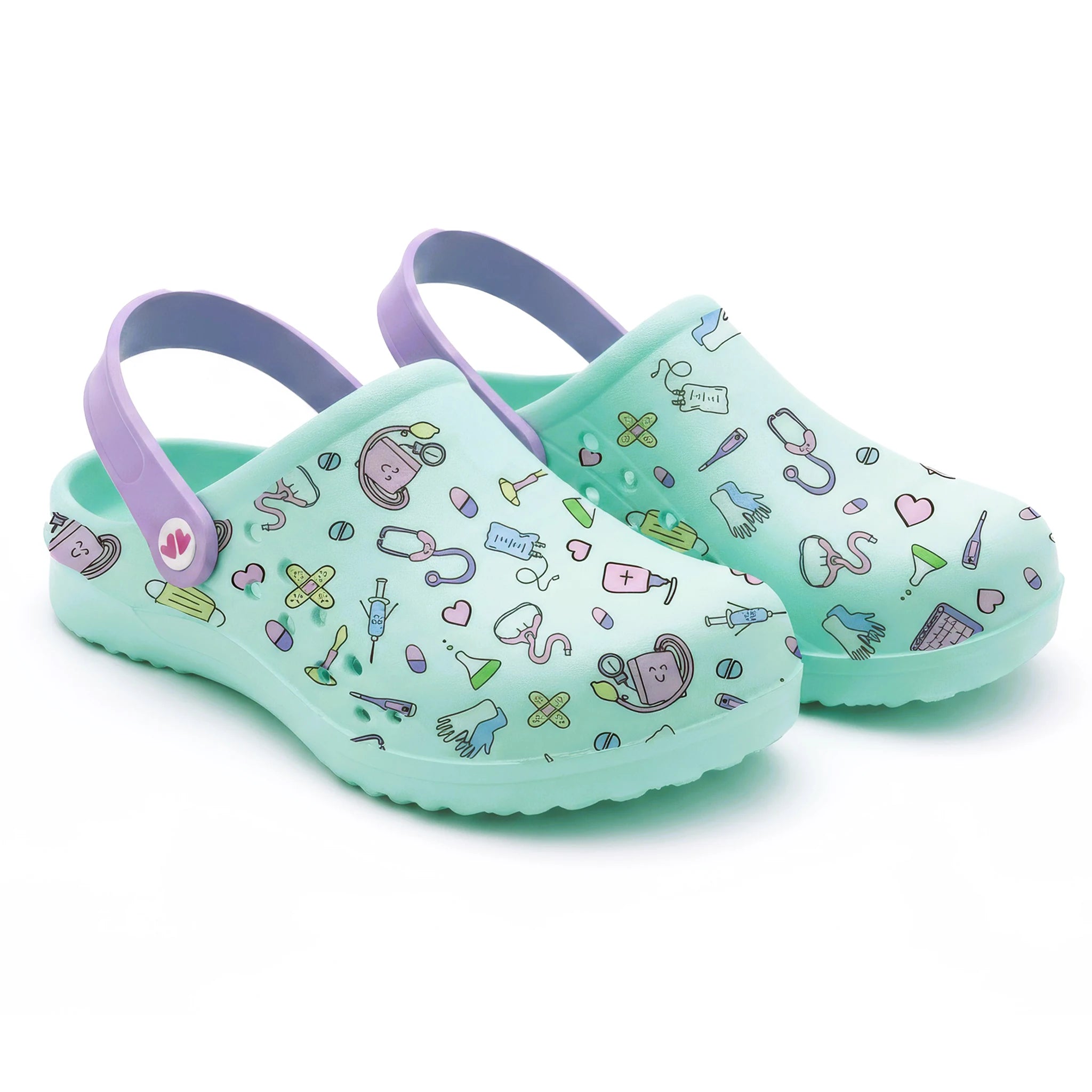 Zuecos para Enfermeras Aqua Instrumentos de Nurse is Love para enfermería y sanidad