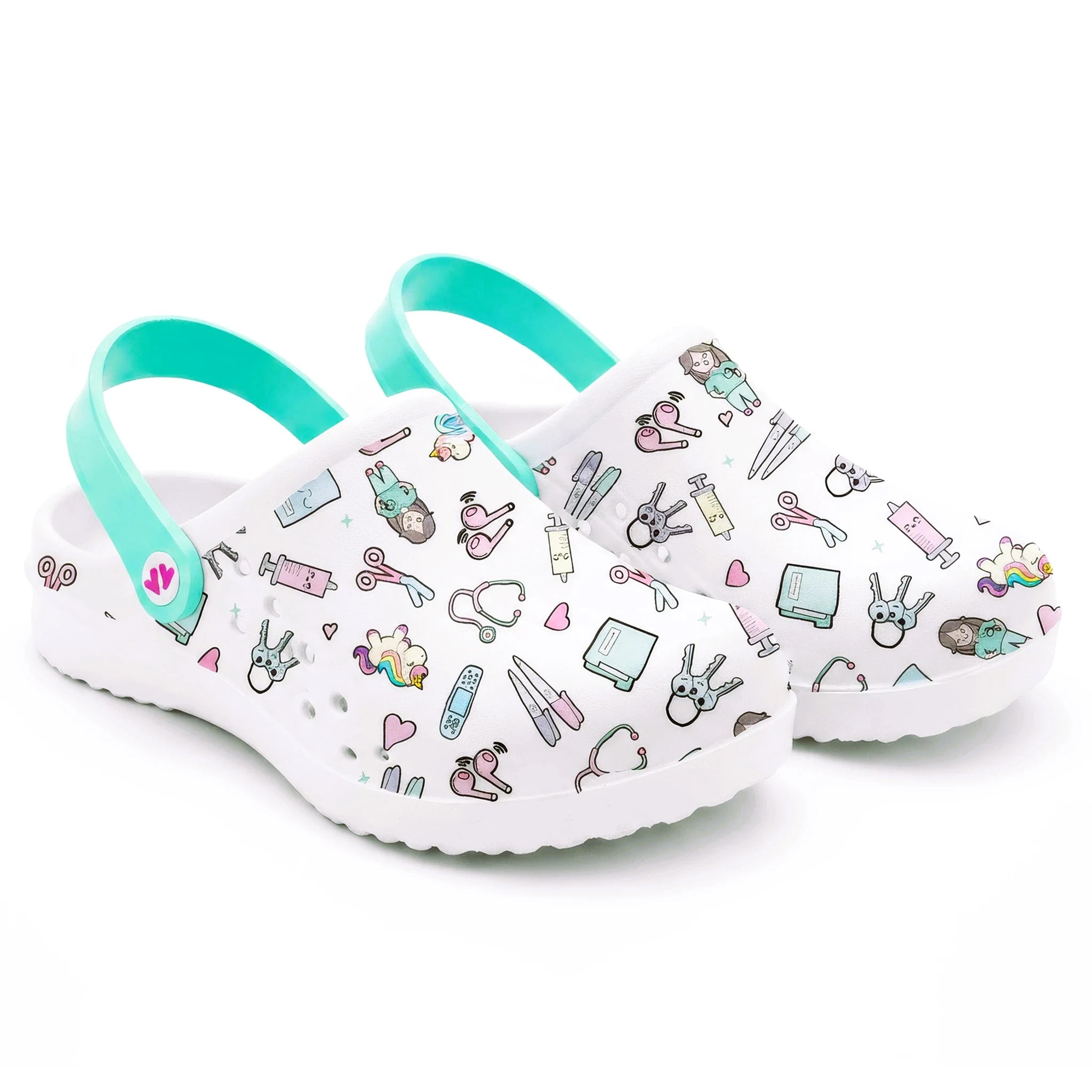 Zuecos para Enfermeras Blanco Aqua de Nurse is Love para enfermería y sanidad