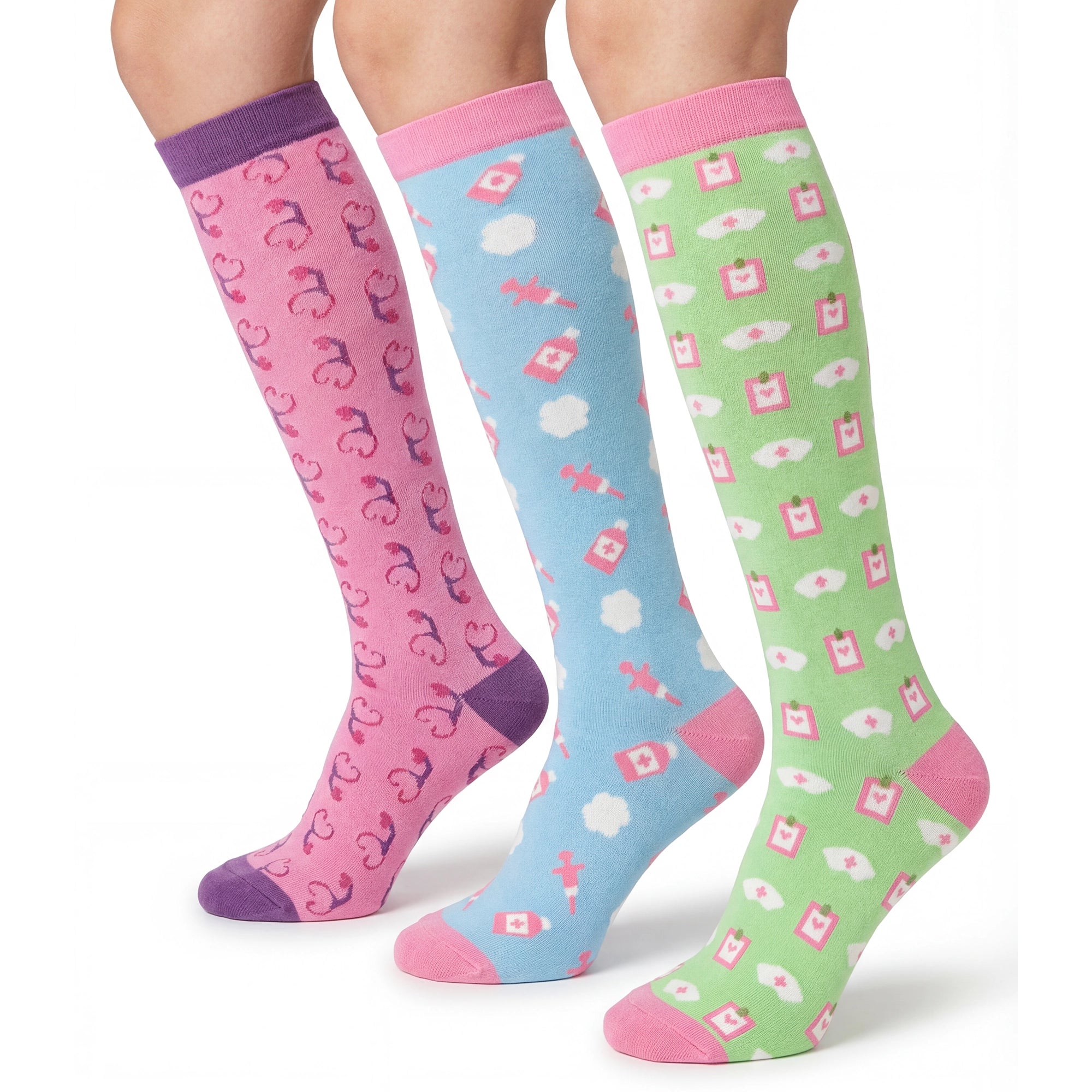 Set Medias de Compresión para Enfermeras Patrones 2 (set de 3 uds.) de Nurse is Love para enfermería y sanidad