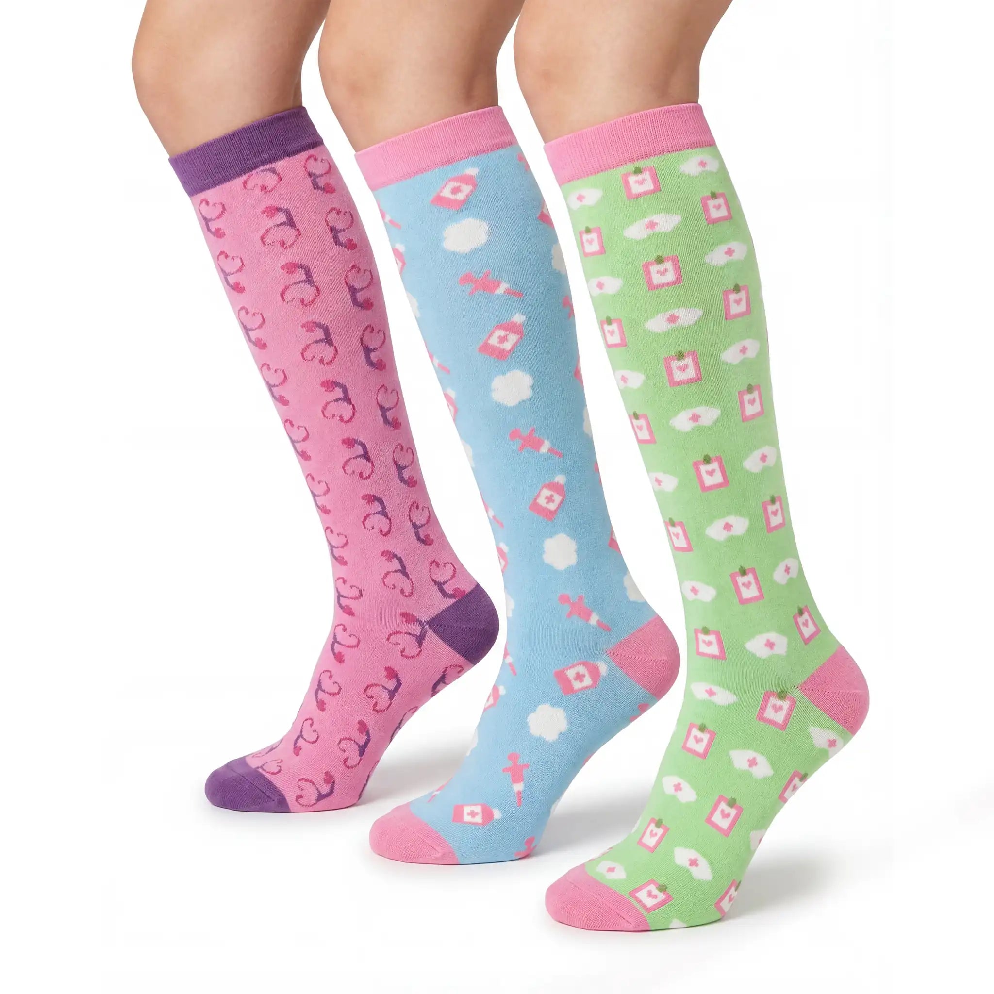 Set Medias de Compresión para Enfermeras Patrones 2 (set de 3 uds.) de Nurse is Love para enfermería y sanidad