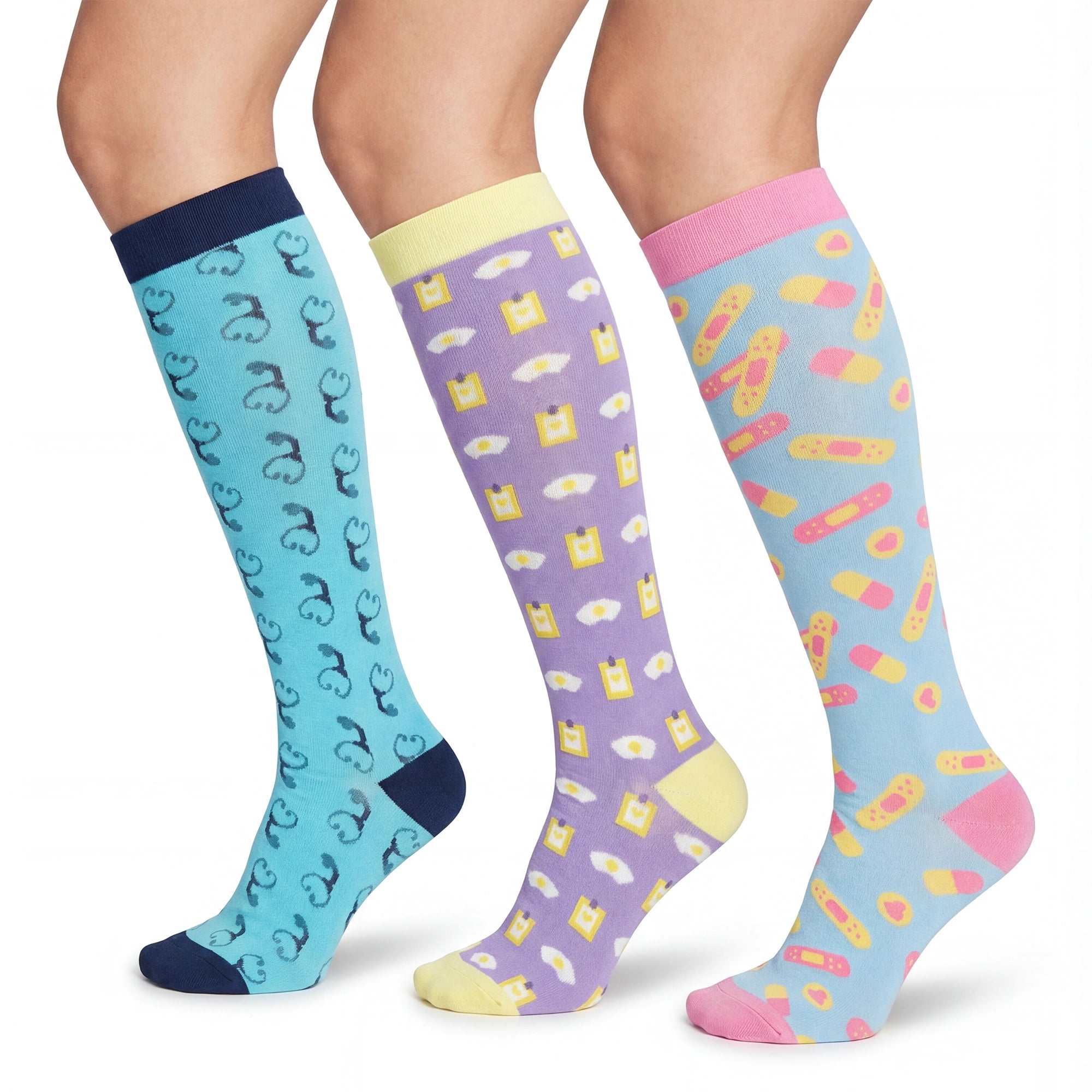 Set Medias de Compresión para Enfermeras Patrones 1 (set de 3 uds.) de Nurse is Love para enfermería y sanidad