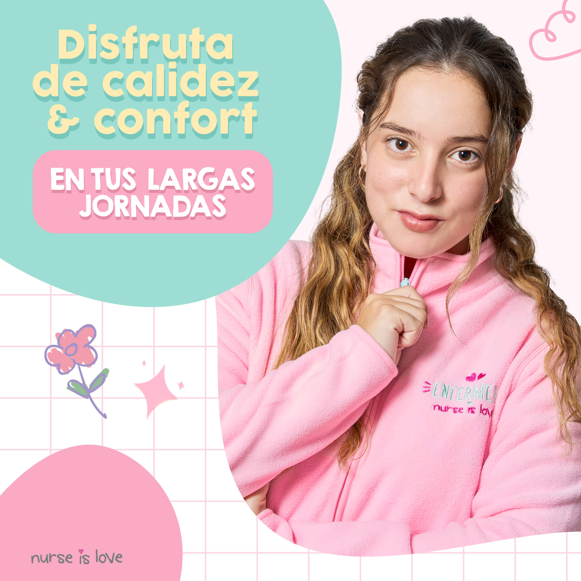 Chaqueta Polar Rosa para Enfermera