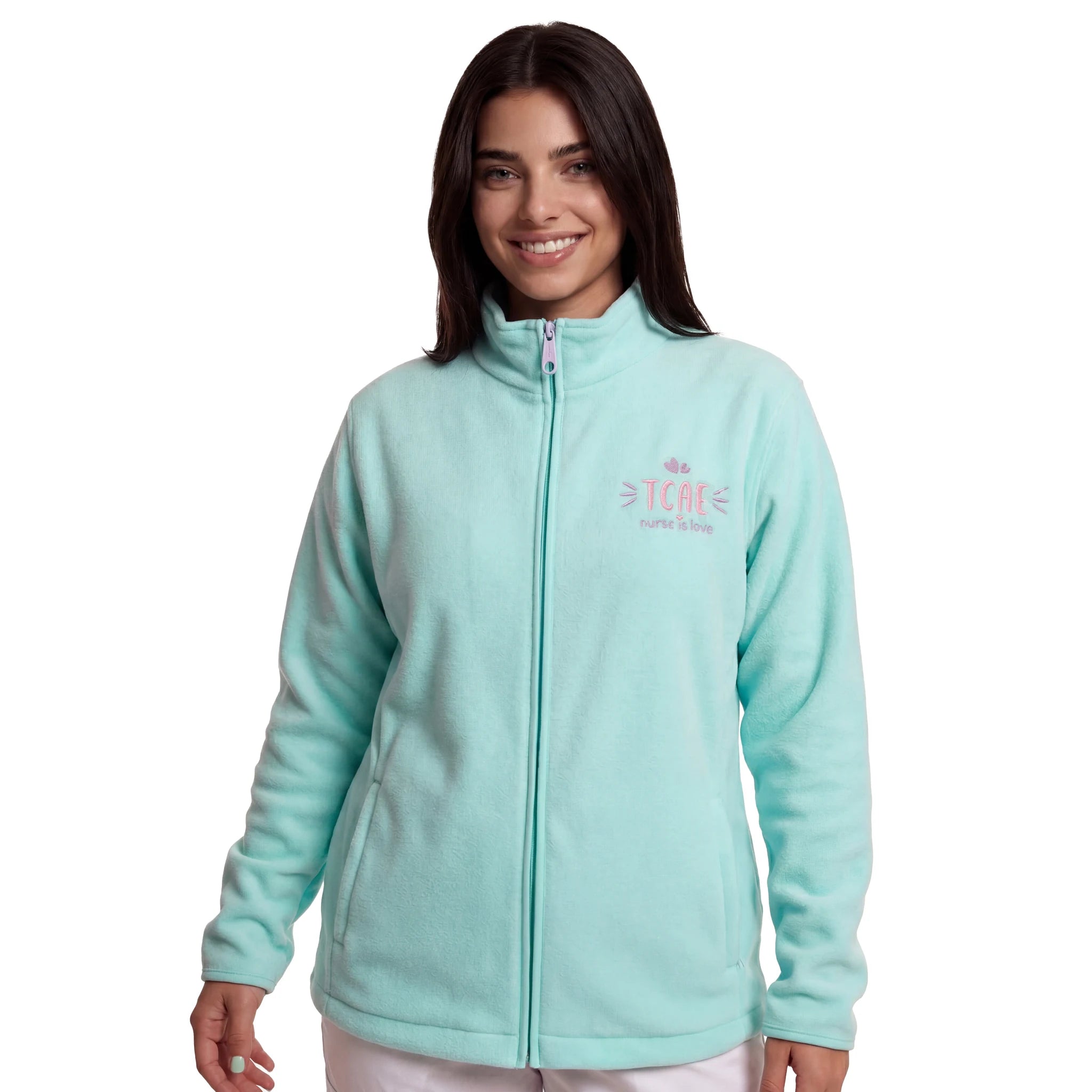 Chaqueta Polar Aqua TCAE de Nurse is Love para enfermería y sanidad
