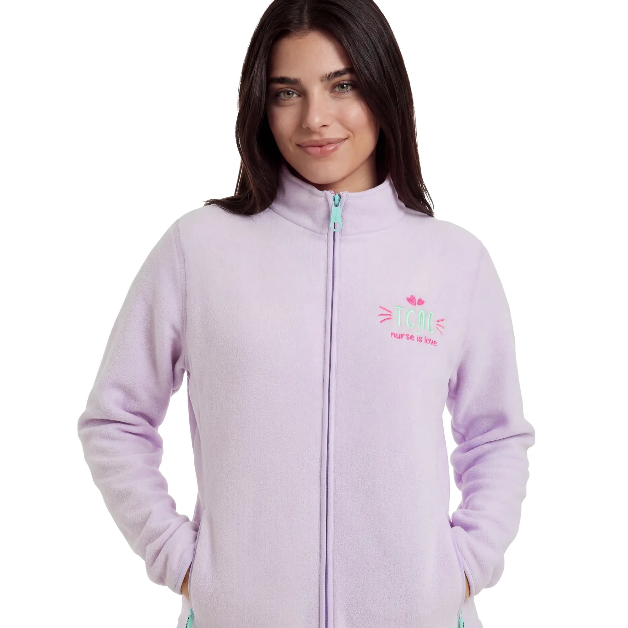 Chaqueta Polar Morado TCAE de Nurse is Love para enfermería y sanidad