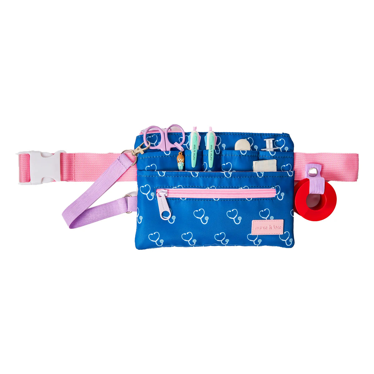 Set de Enfermera Azul con Tijera Pico de Pato - Organizador Riñonera